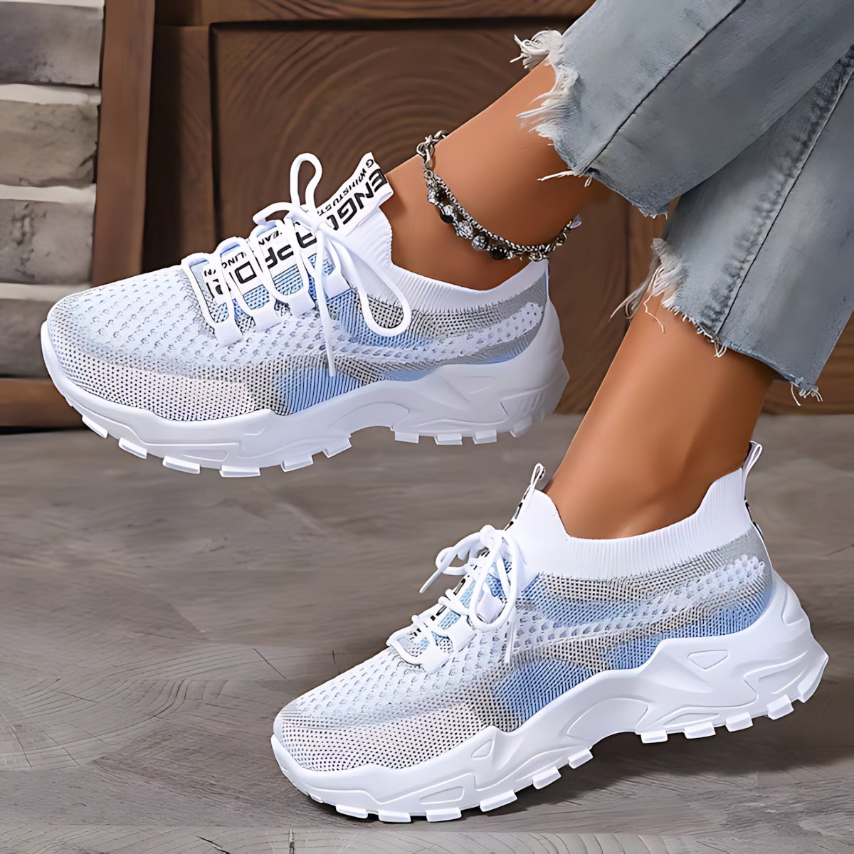 Ophelia – Mesh Panel Lace Up Chunky Platform Sneakers