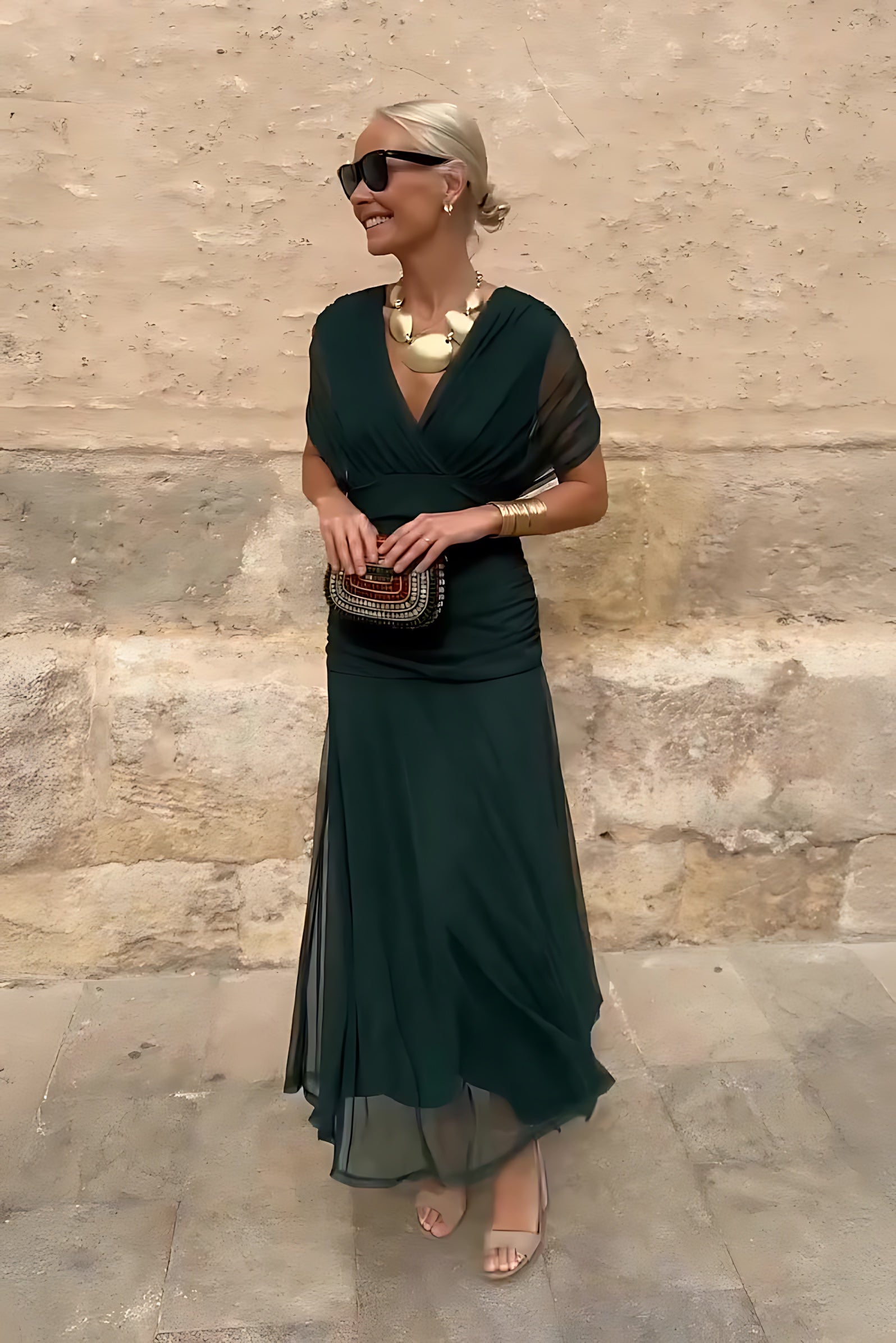 Ophelia – Surplice V Neck Party Maxi Dress