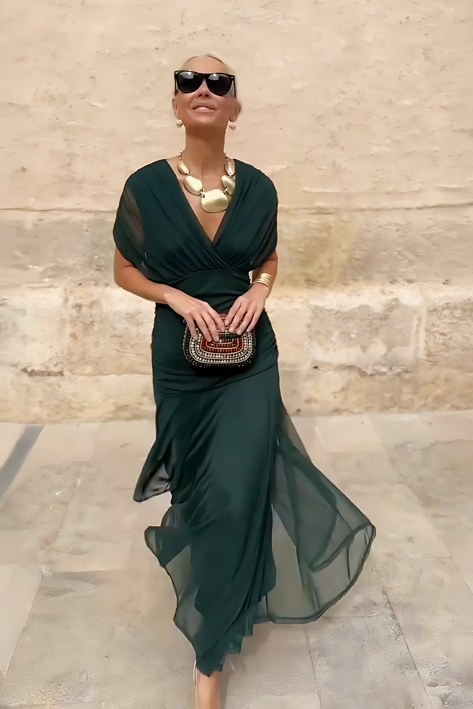 Ophelia – Surplice V Neck Party Maxi Dress