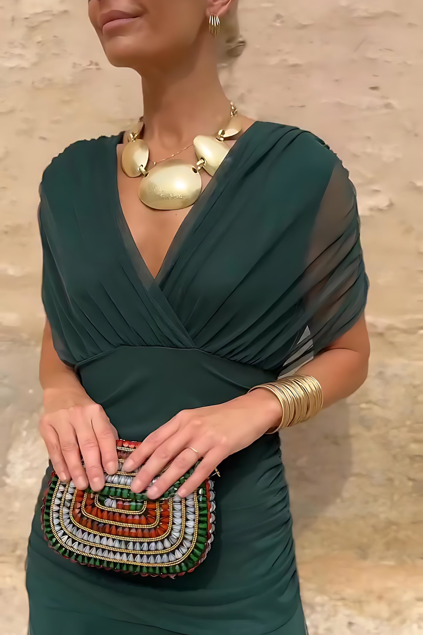 Ophelia – Surplice V Neck Party Maxi Dress