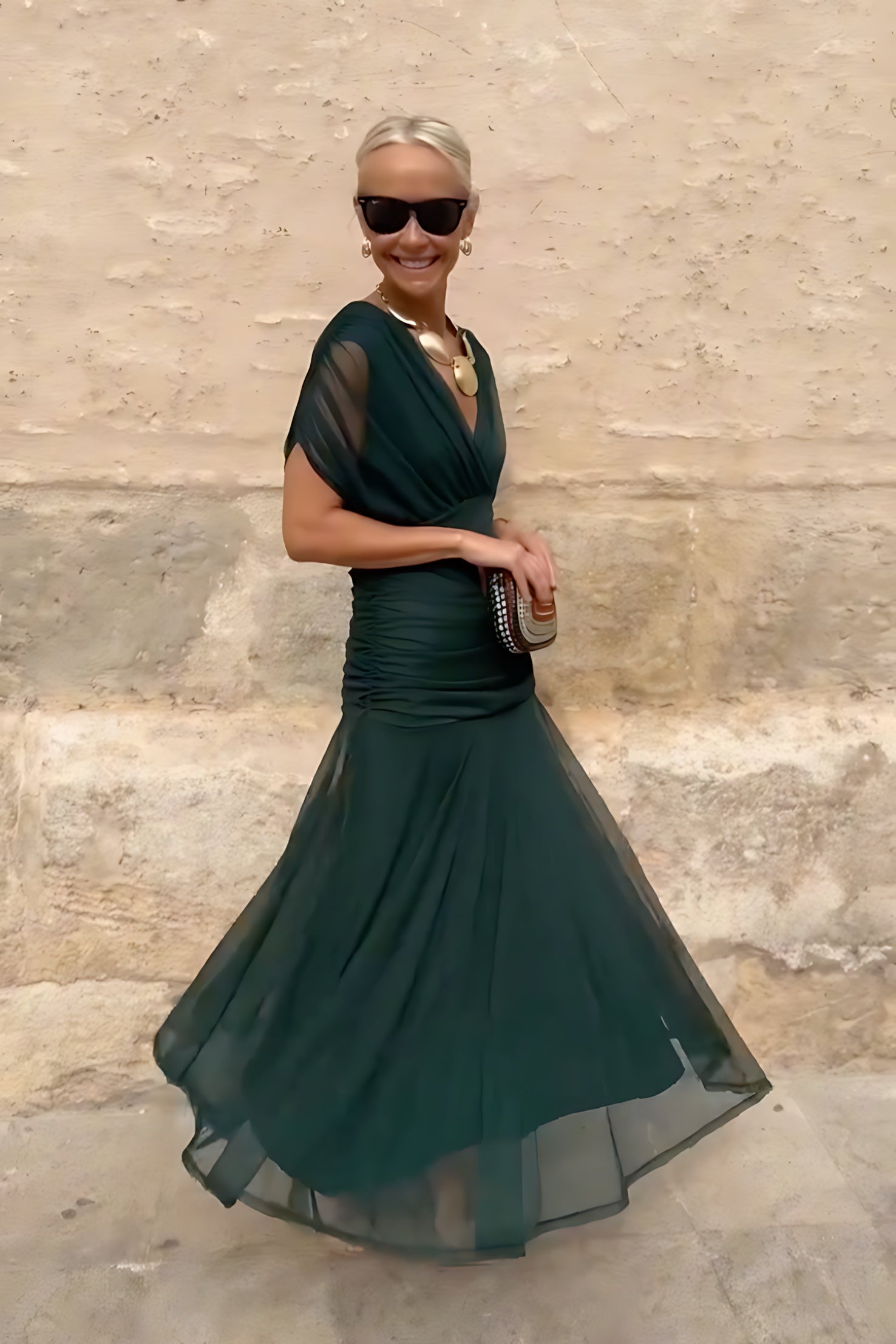 Ophelia – Surplice V Neck Party Maxi Dress