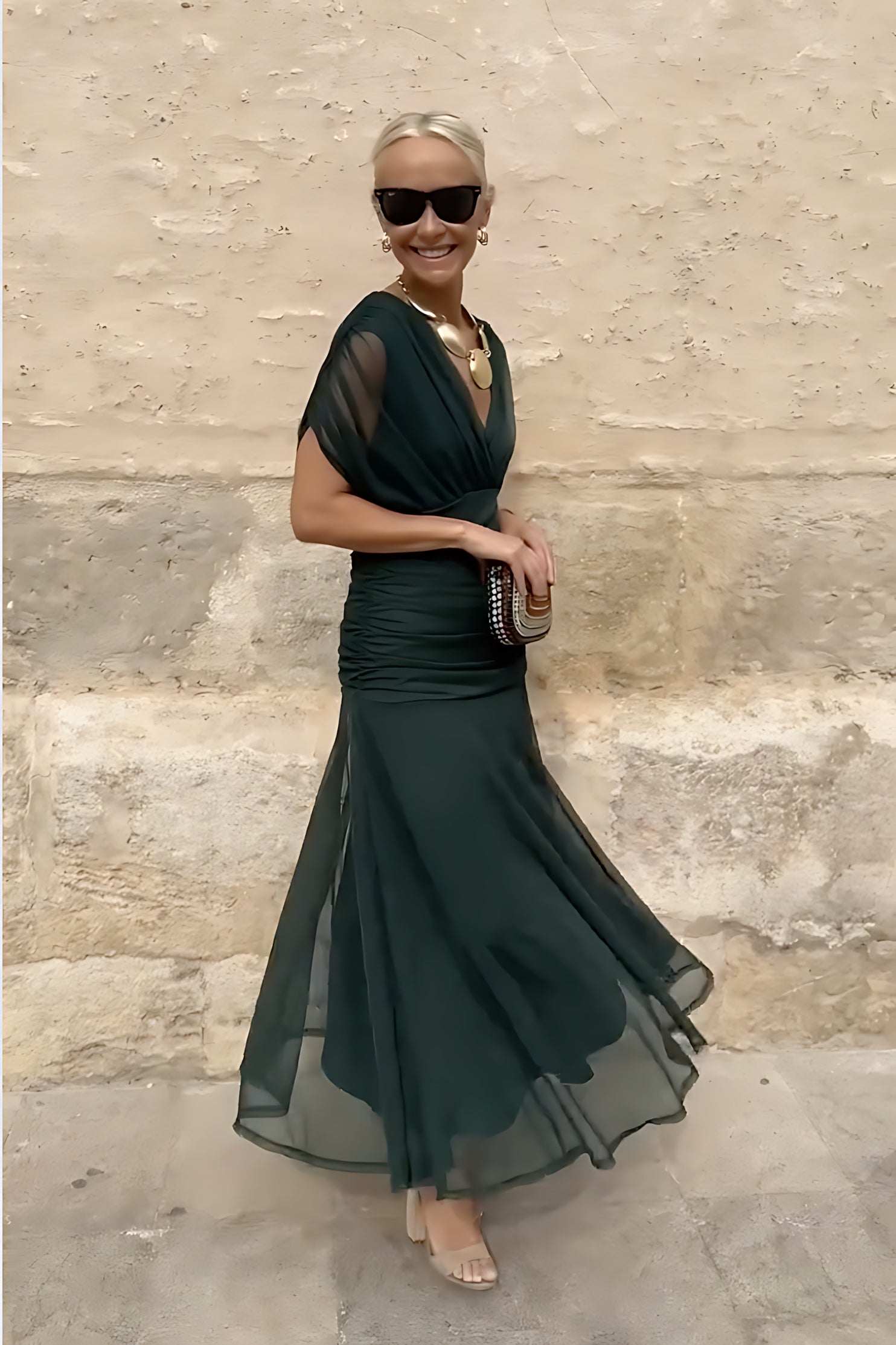 Ophelia – Surplice V Neck Party Maxi Dress
