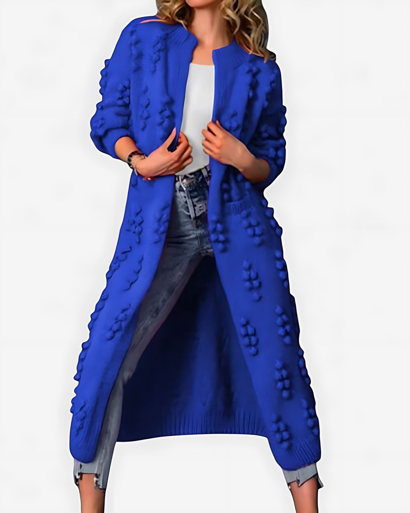 Paisley – Bobble Knit Longline Open Front Cardigan