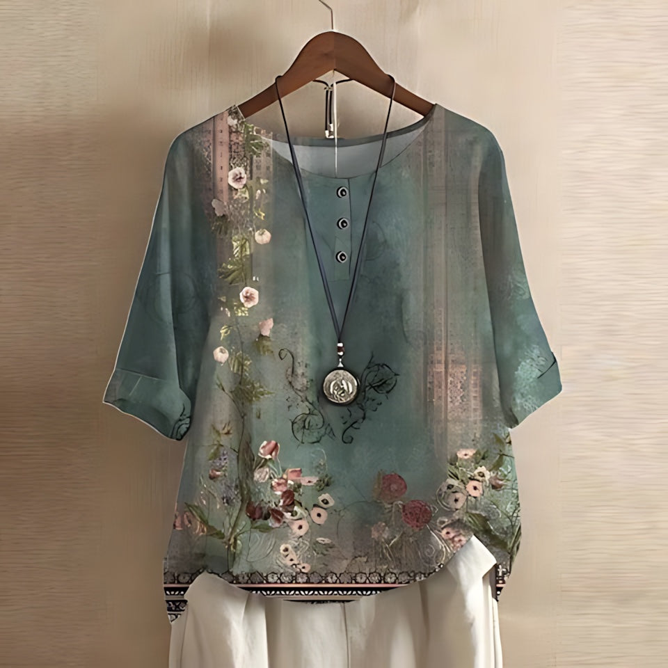 Paisley – Floral Print Short Sleeve Blouse