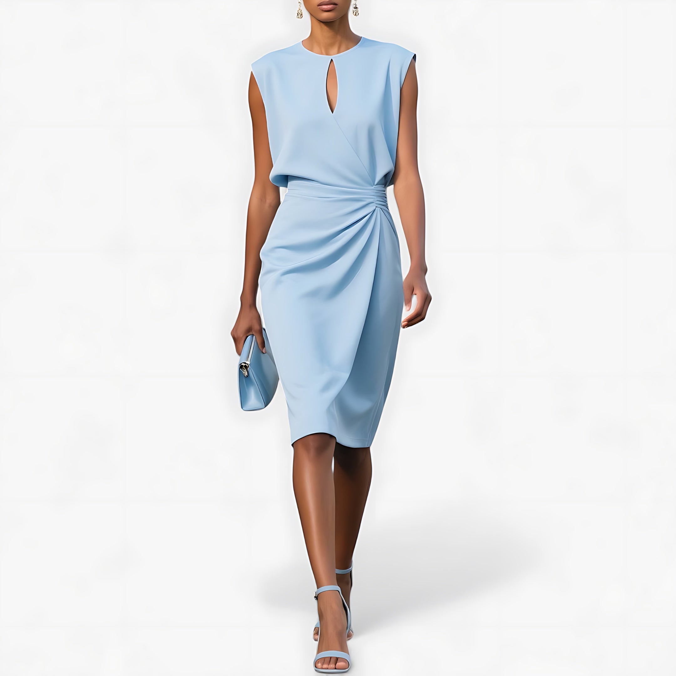 Paloma – Ruched Cap Sleeve Cocktail Midi Dress