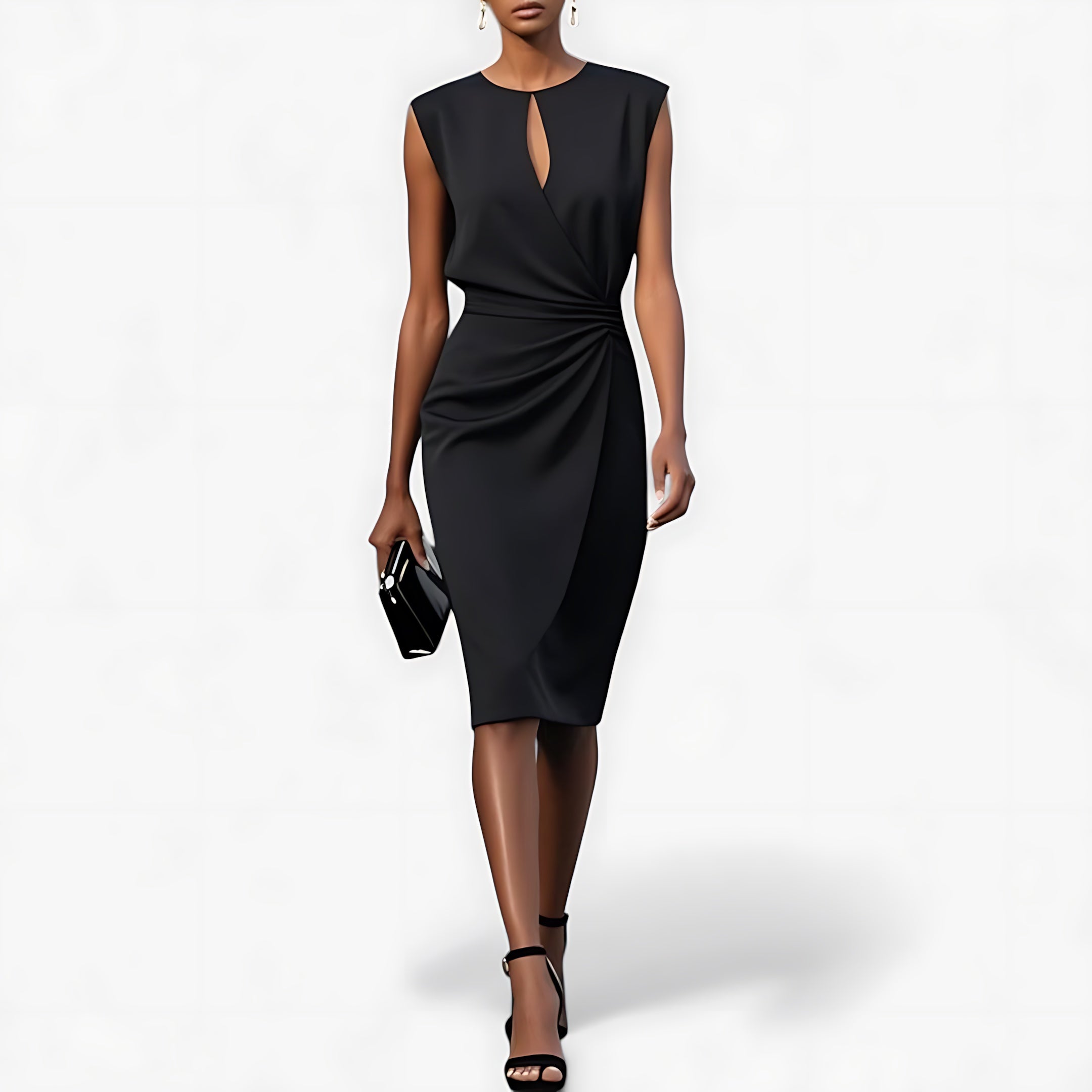 Paloma – Ruched Cap Sleeve Cocktail Midi Dress