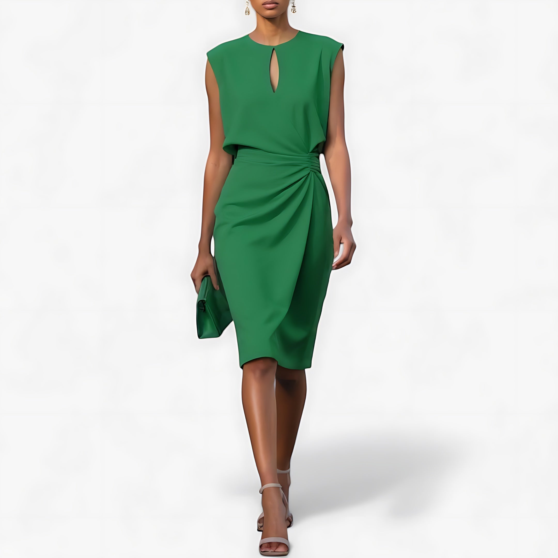 Paloma – Ruched Cap Sleeve Cocktail Midi Dress