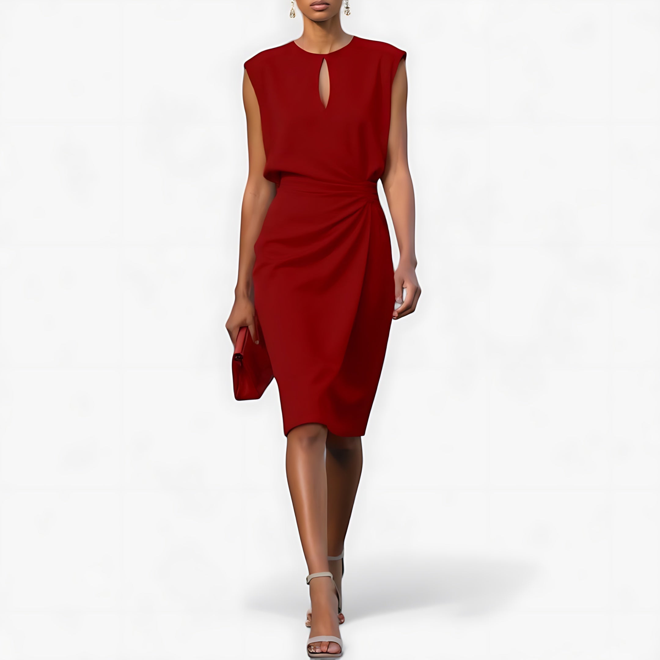 Paloma – Ruched Cap Sleeve Cocktail Midi Dress