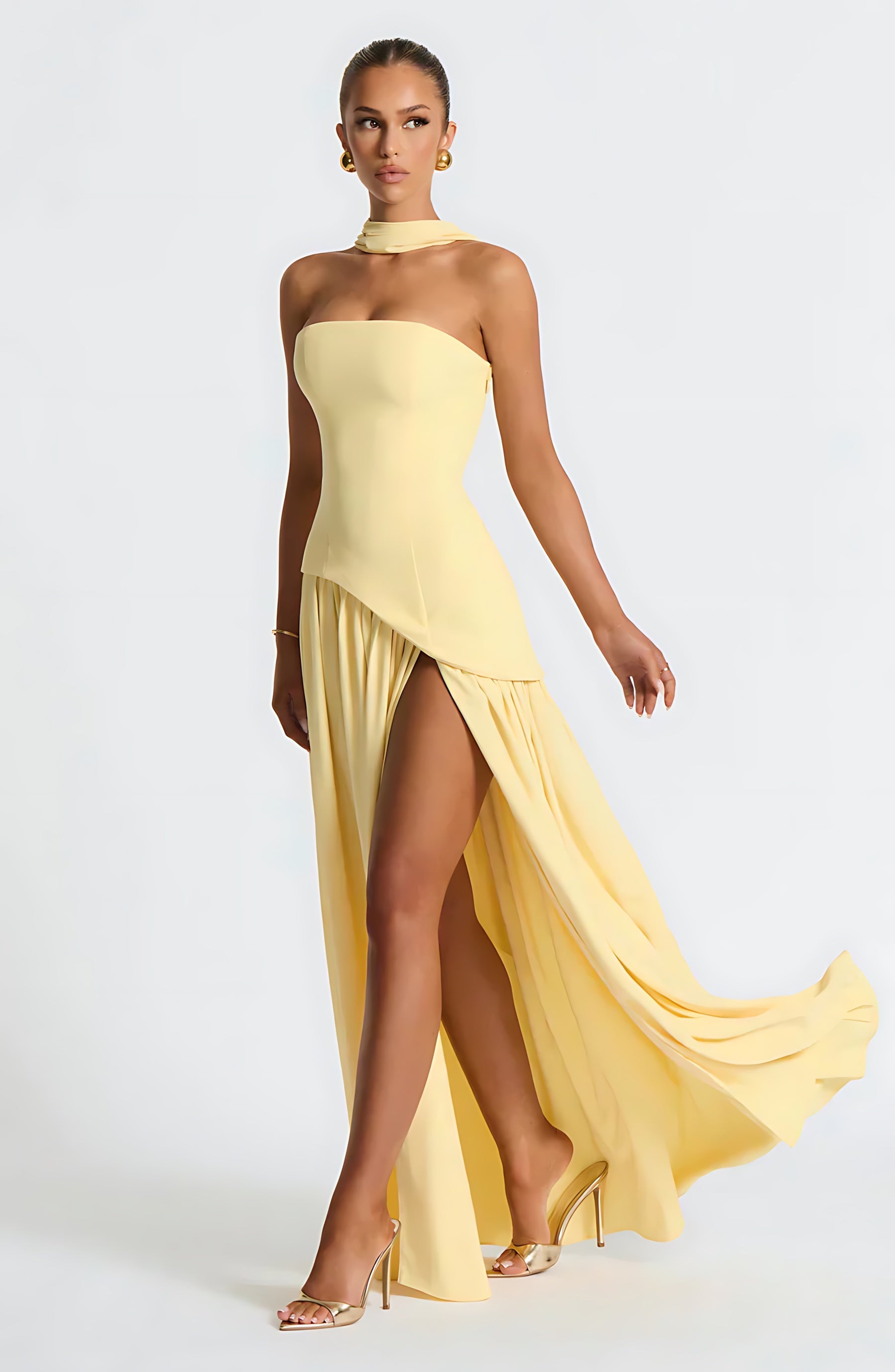 Penelope – Strapless Asymmetric Wedding Guest Maxi Dress