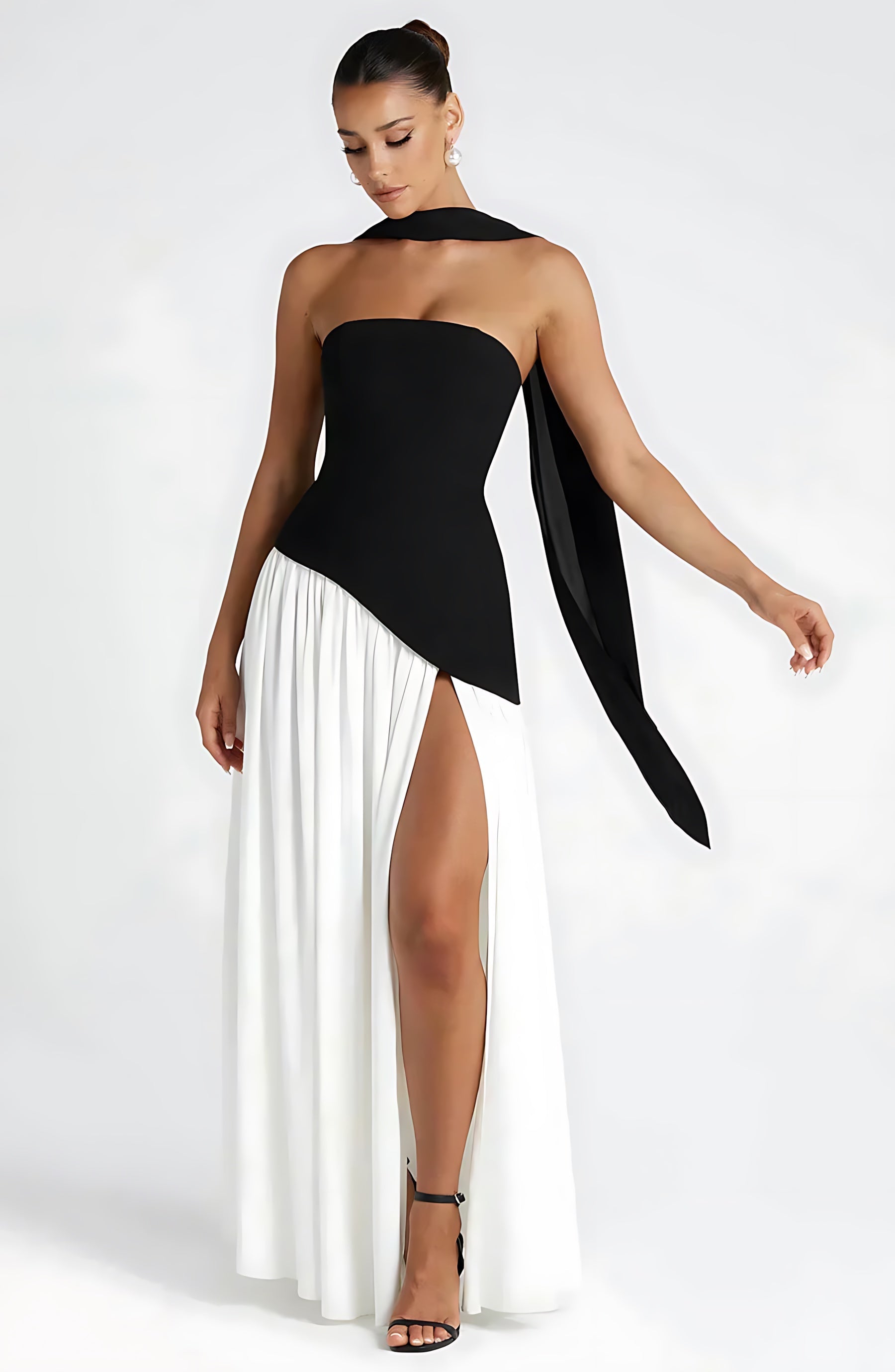 Penelope – Strapless Asymmetric Wedding Guest Maxi Dress