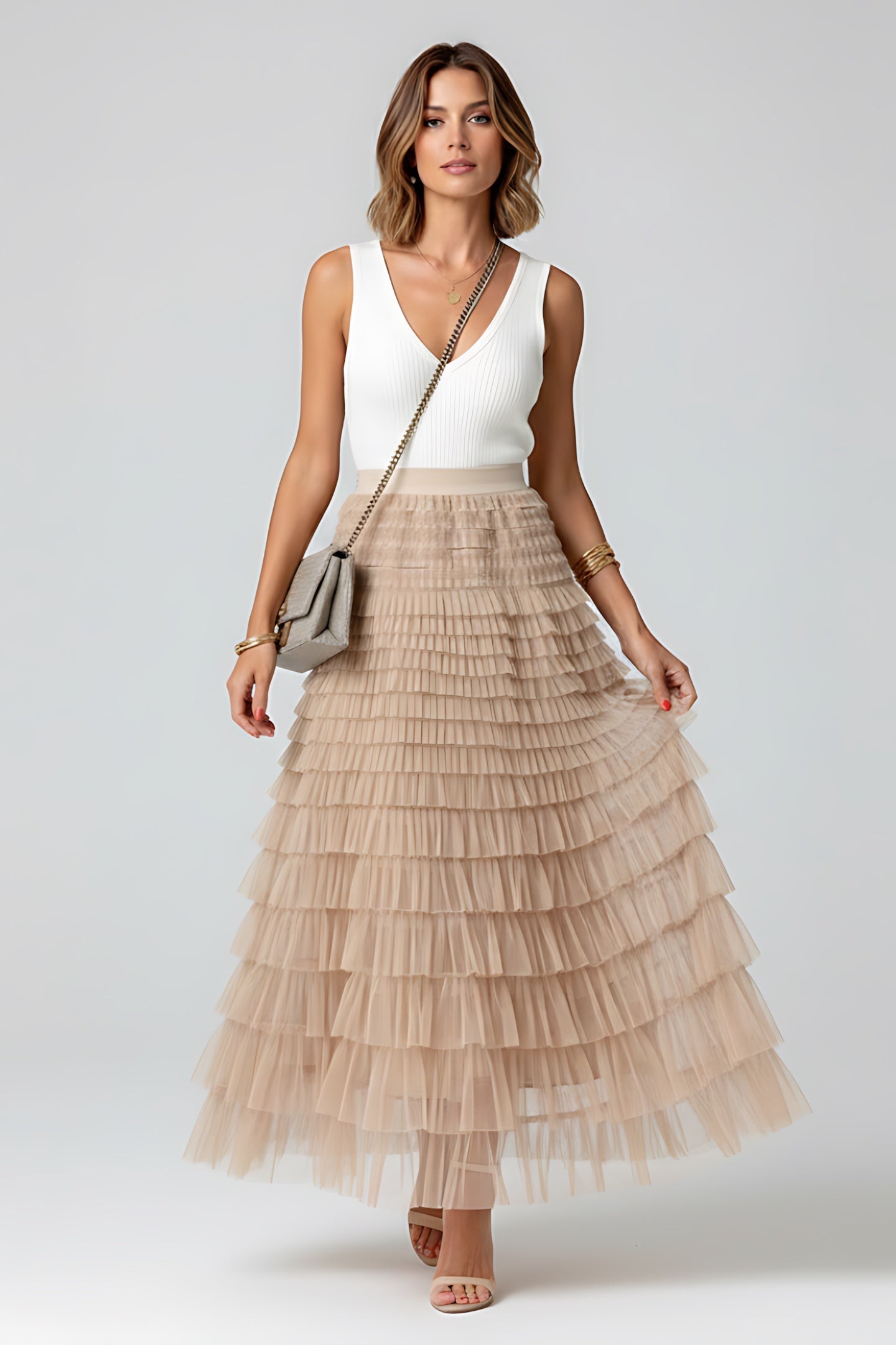 Penelope – Tiered Tulle Midi Skirt