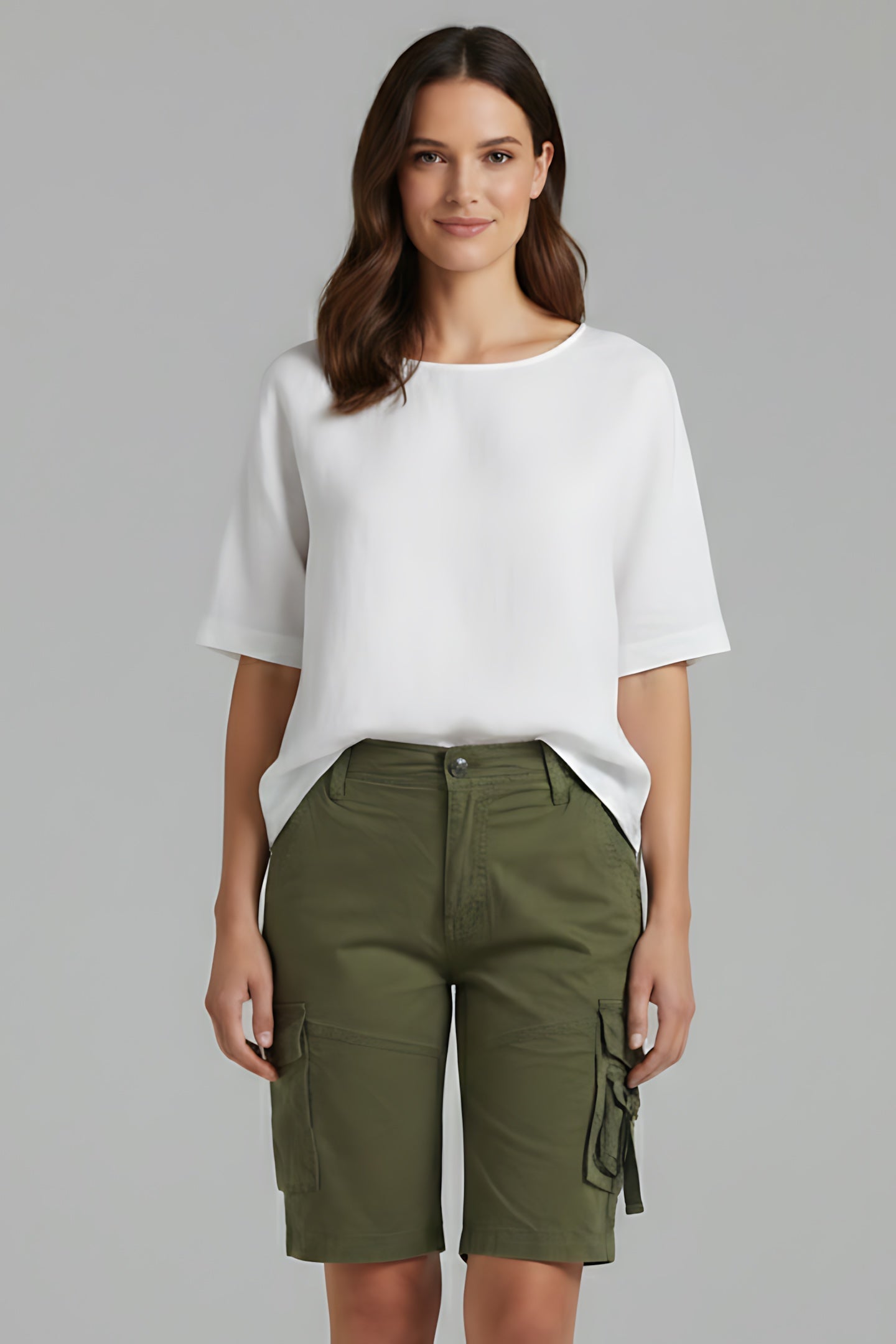 Peyton – High Waist Bermuda Cargo Shorts