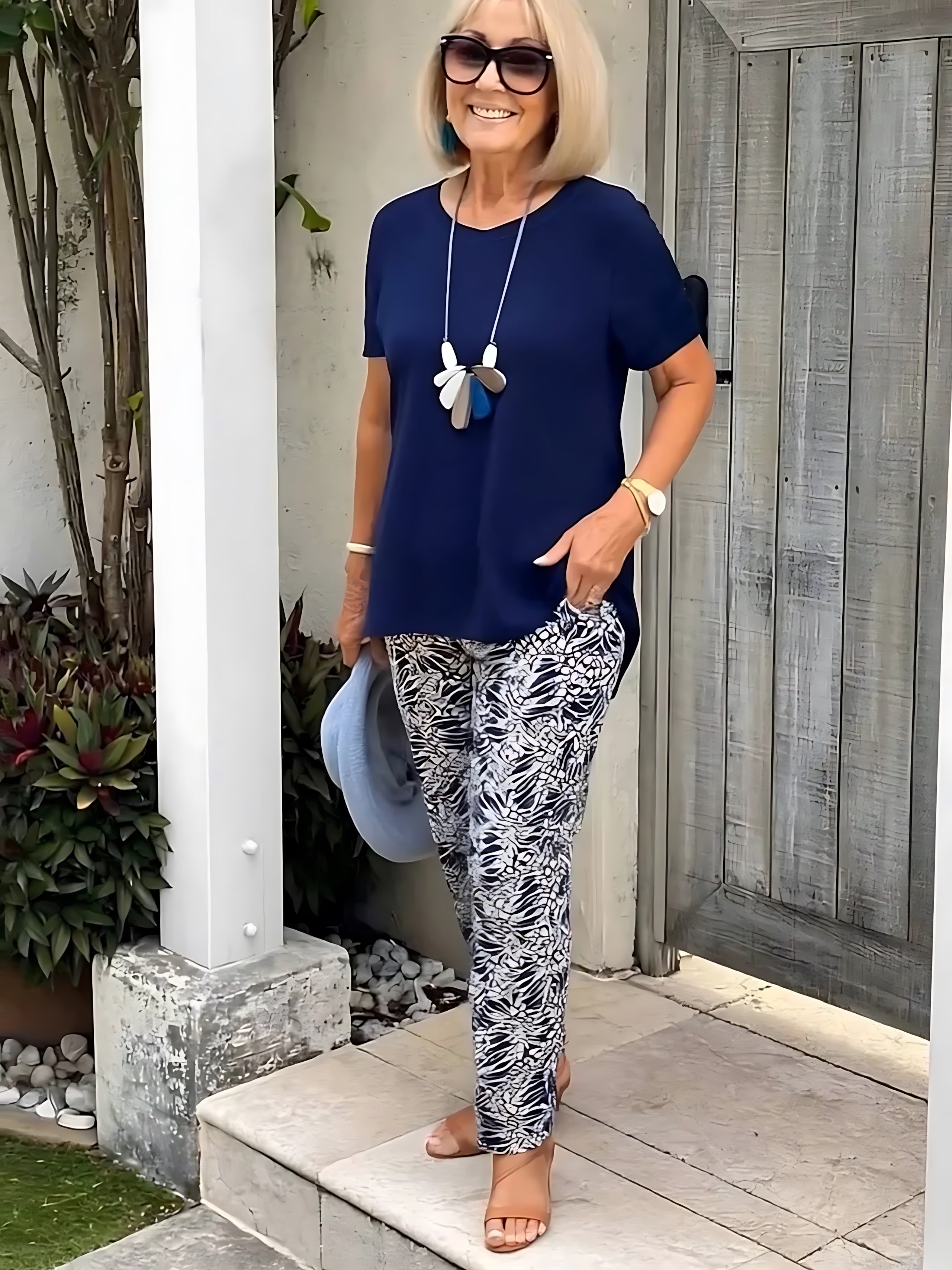 Peyton – Oversized Top and Printed Tapered Pants Set