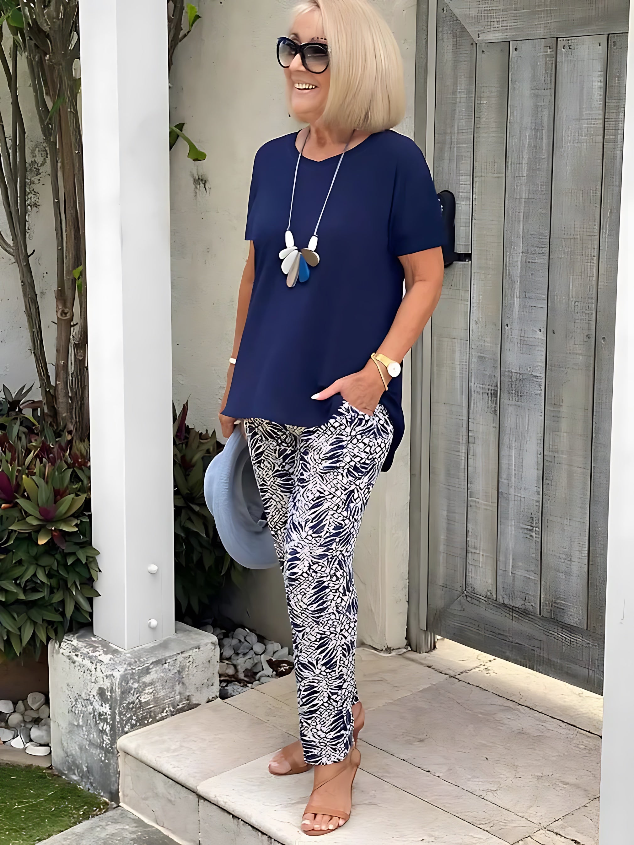 Peyton – Oversized Top and Printed Tapered Pants Set