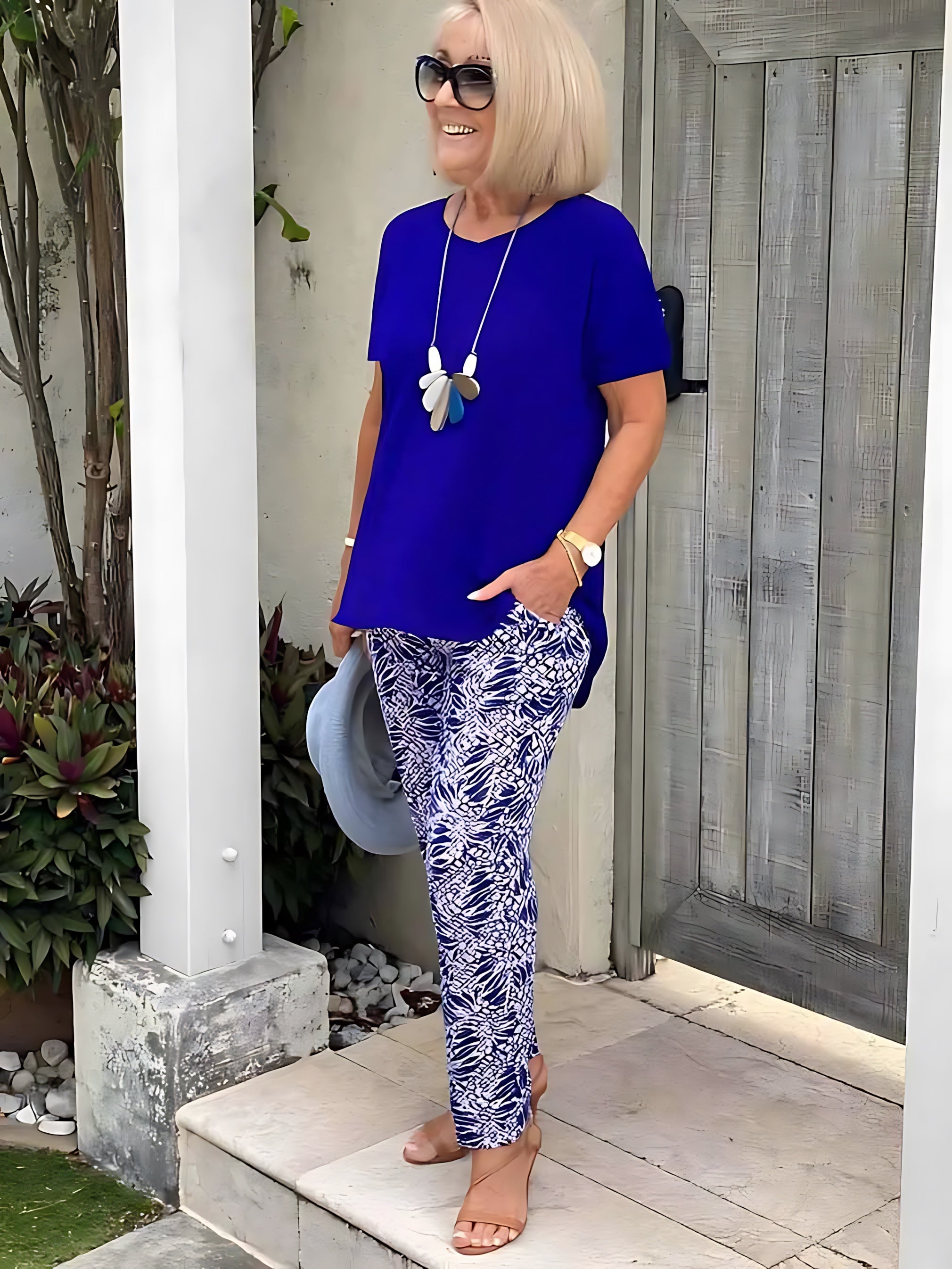 Peyton – Oversized Top and Printed Tapered Pants Set