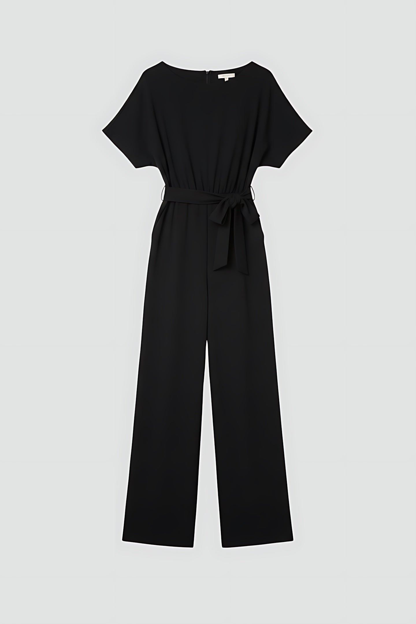 Peyton – Short Sleeve Tie Waist Straight Leg Jumpsuit