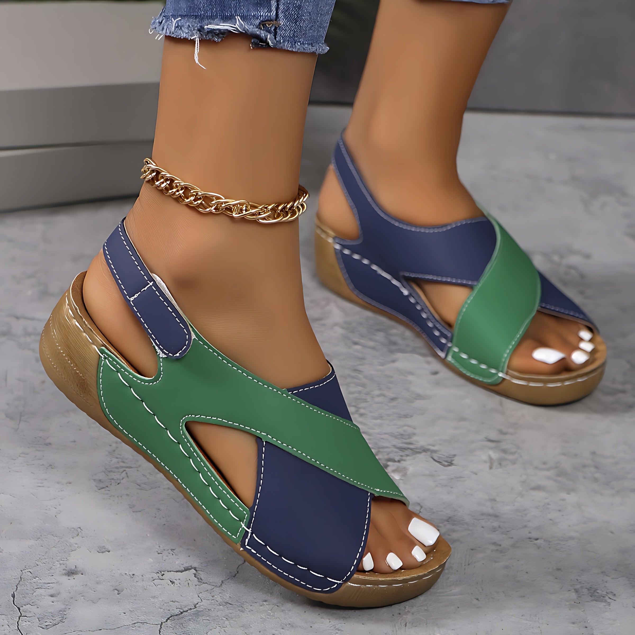 Phoebe – Cross Strap Slingback Wedge Sandals
