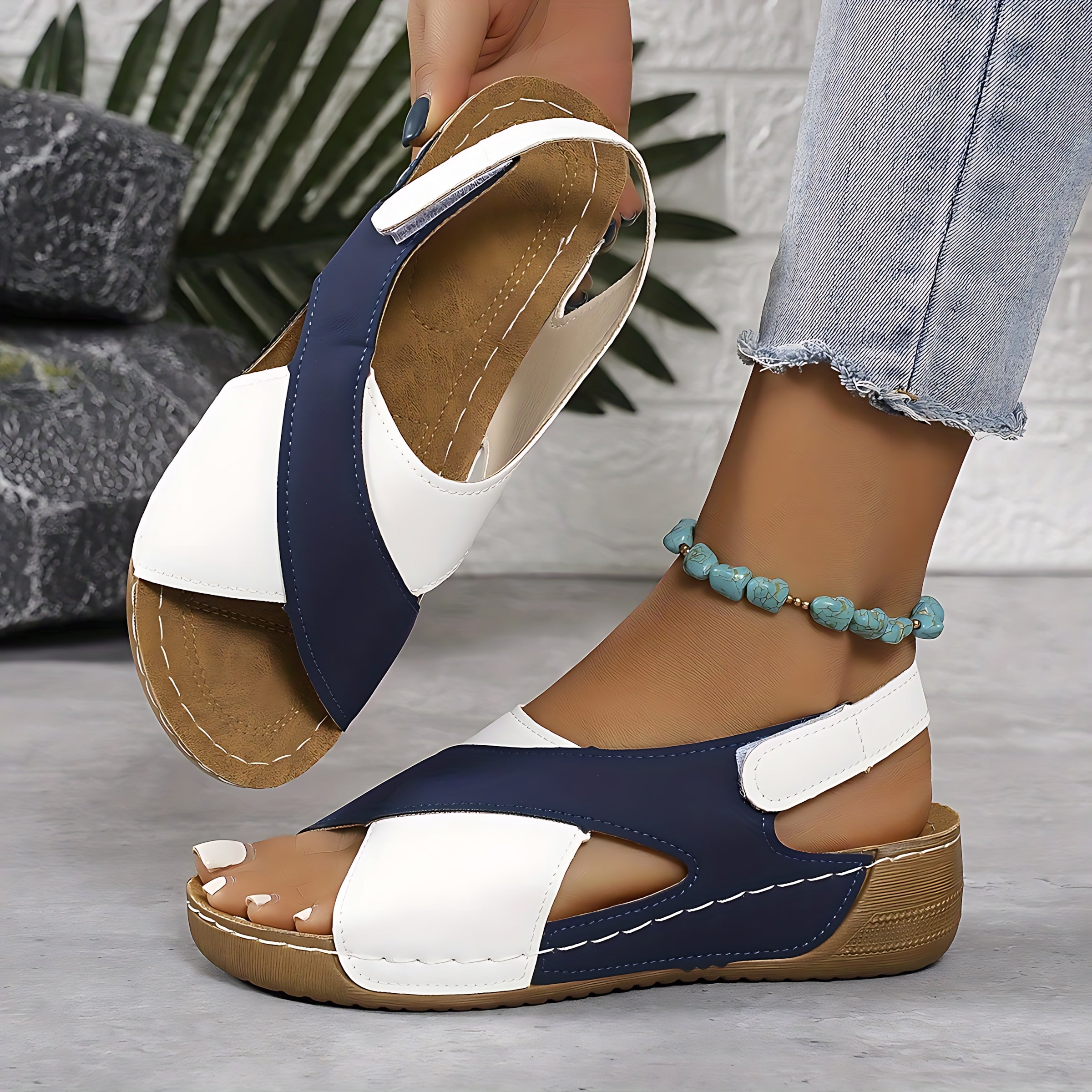 Phoebe – Cross Strap Slingback Wedge Sandals