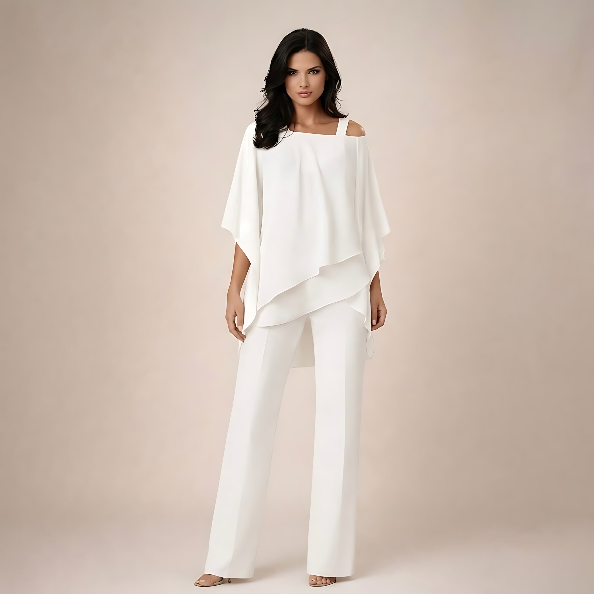 Phoebe – Off Shoulder Asymmetrical Top and Wide Leg Pants Set