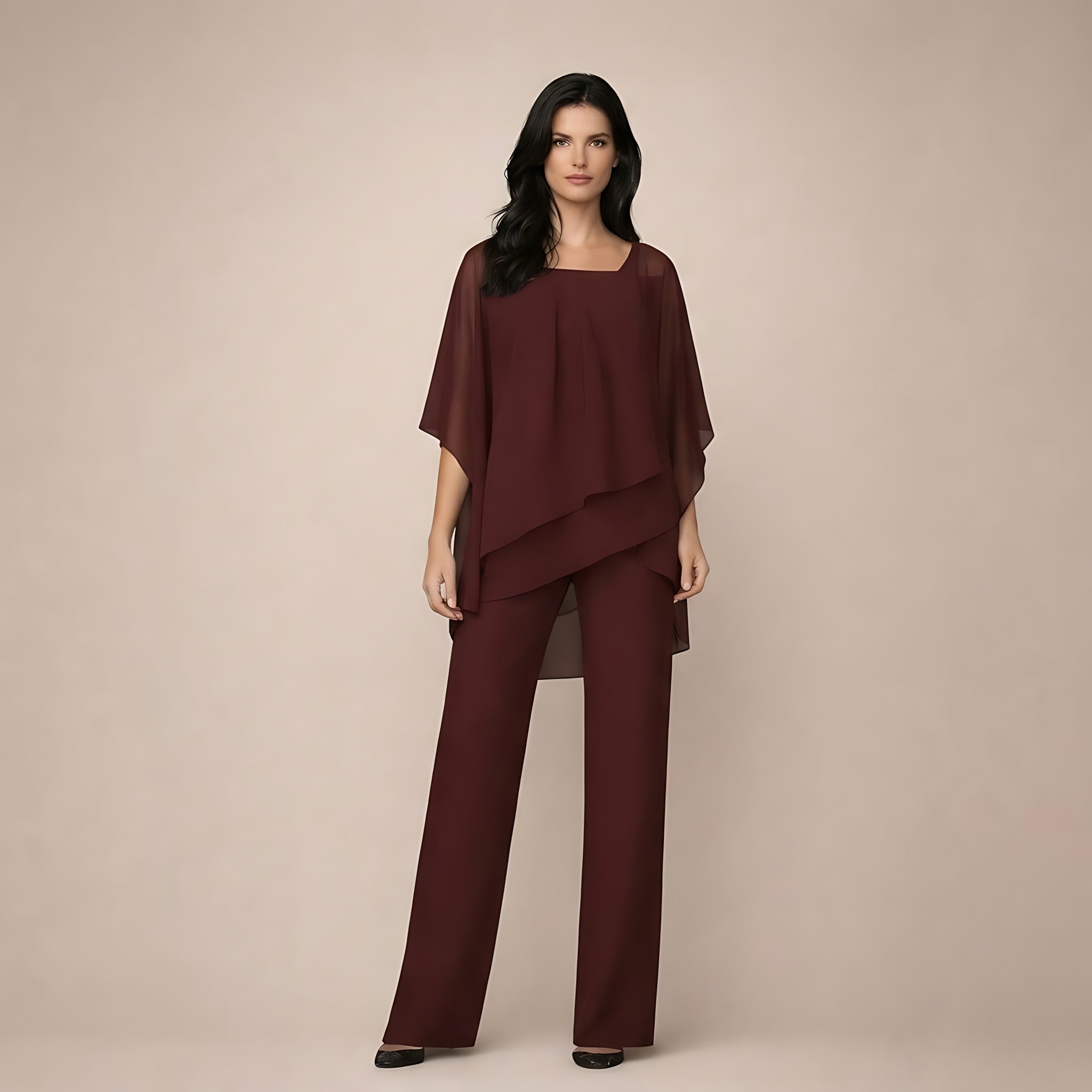 Phoebe – Off Shoulder Asymmetrical Top and Wide Leg Pants Set