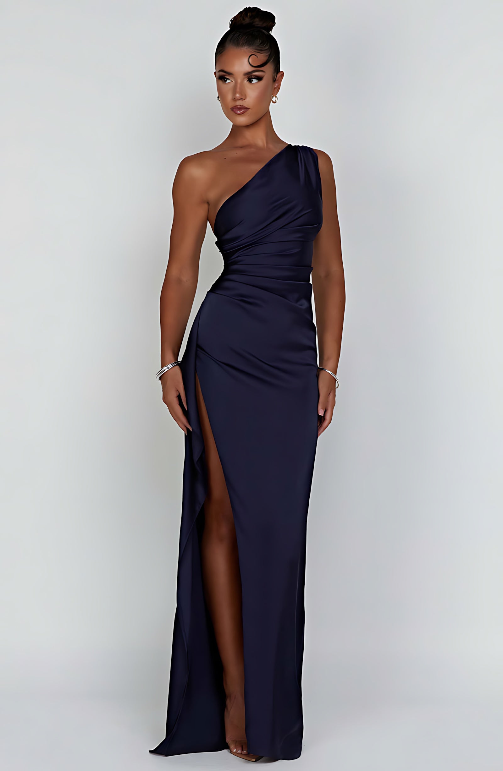 Phoebe – Satin One Shoulder Wedding Guest Maxi Dress