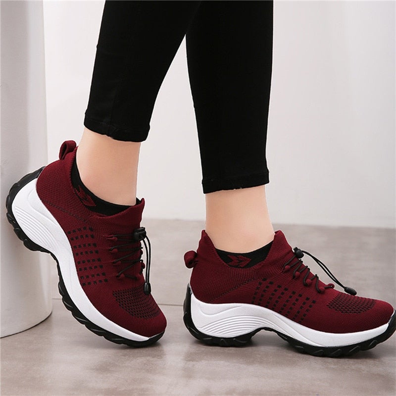 Lilah – Knit Zip Front Chunky Sole Sneakers