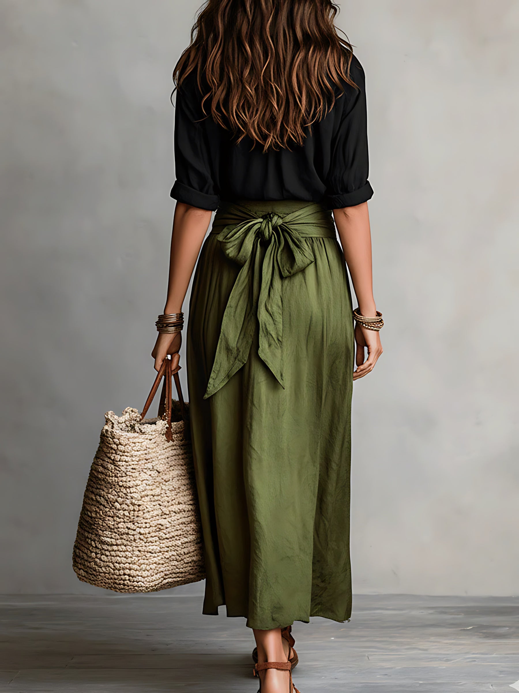 Quinn – Button Up Blouse and Wrap Maxi Skirt Set