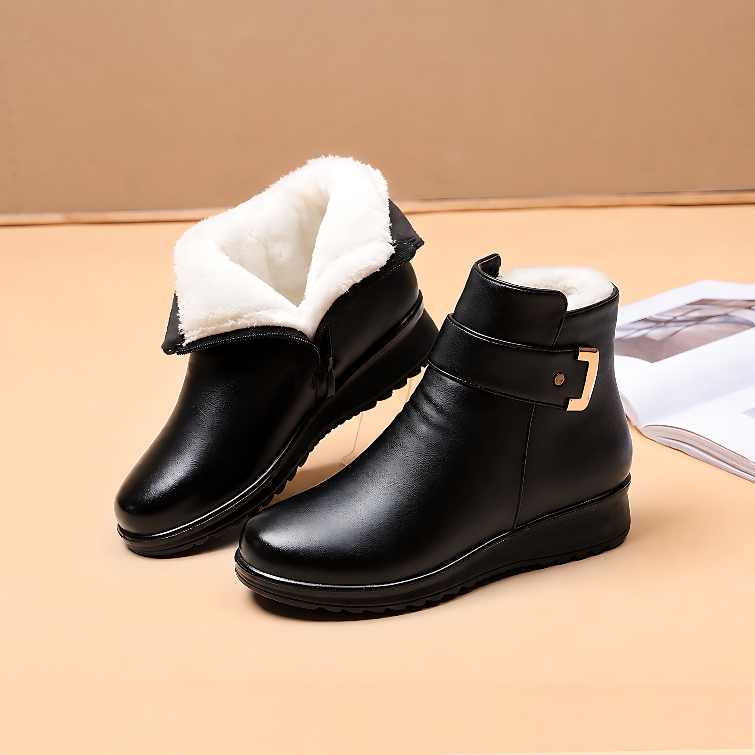 Quinn – Leather Faux Fur Lined Ankle Boots