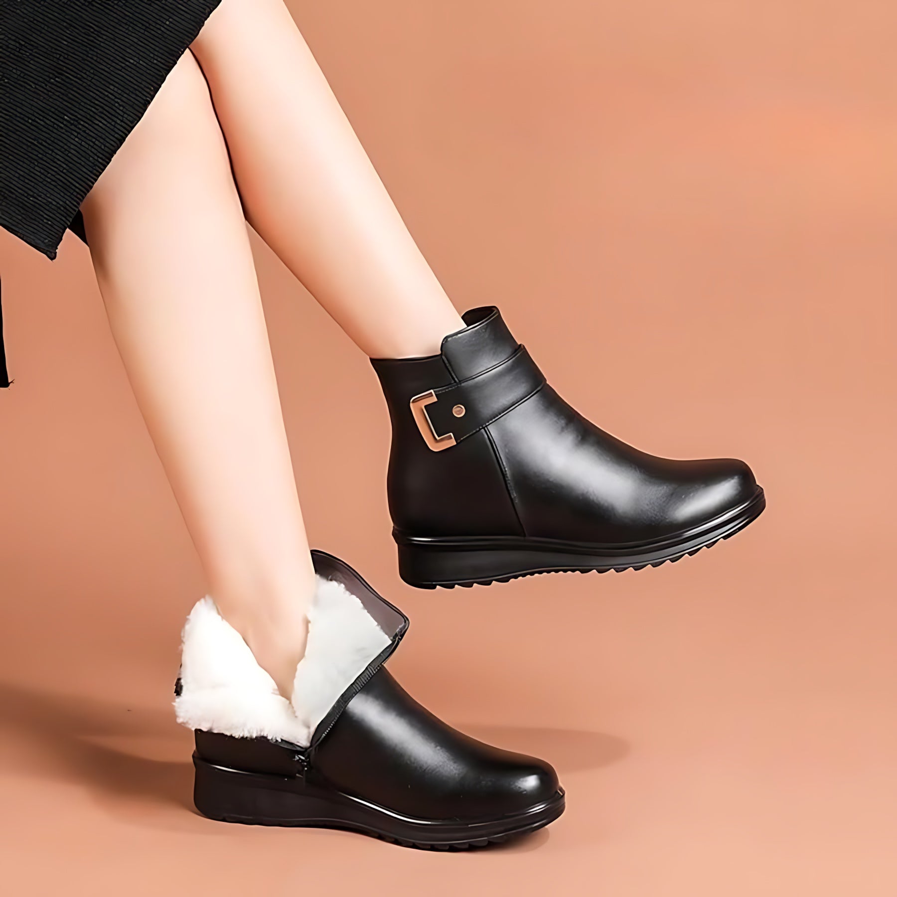 Quinn – Leather Faux Fur Lined Ankle Boots