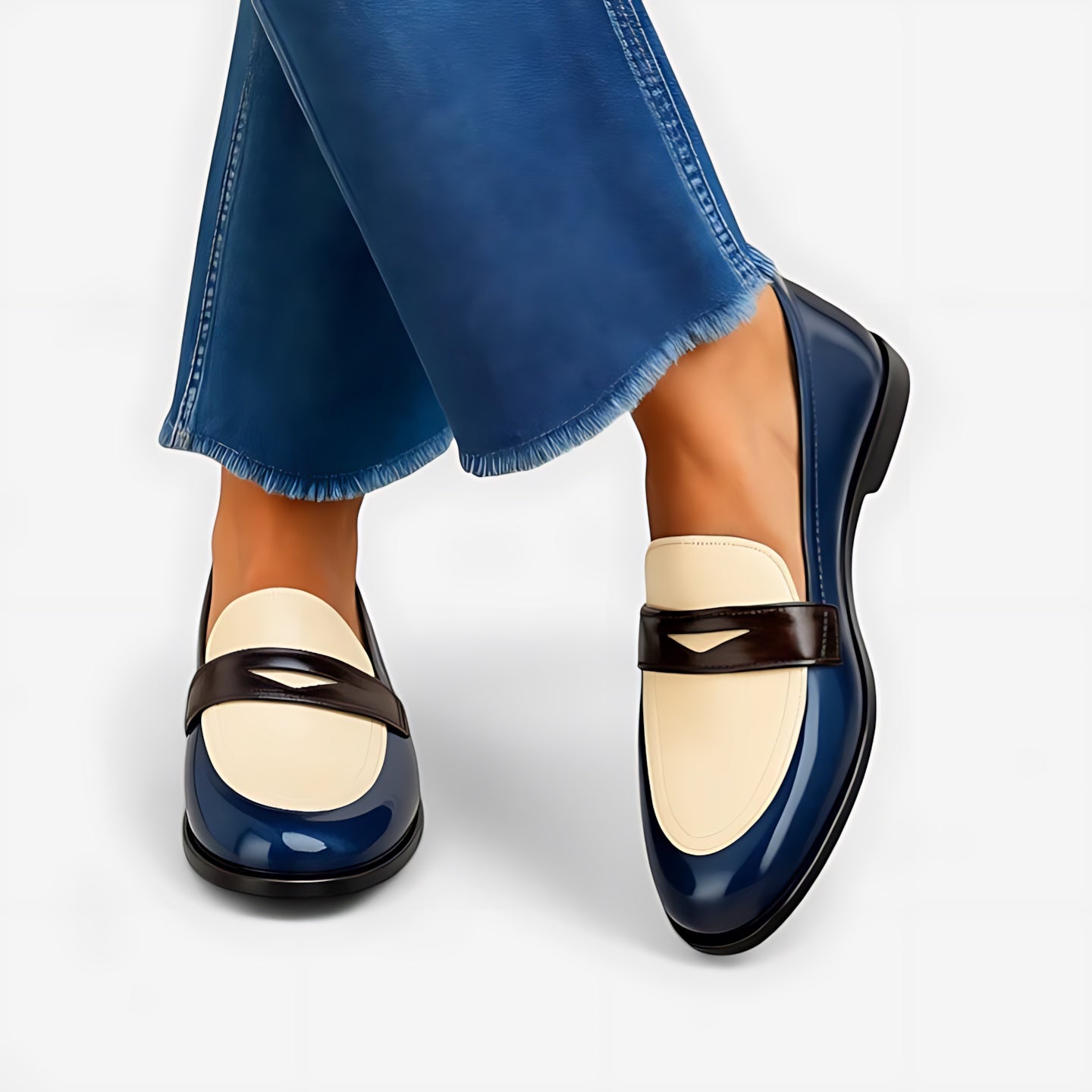 Quinn – Patent Two Tone Slip On Loafers