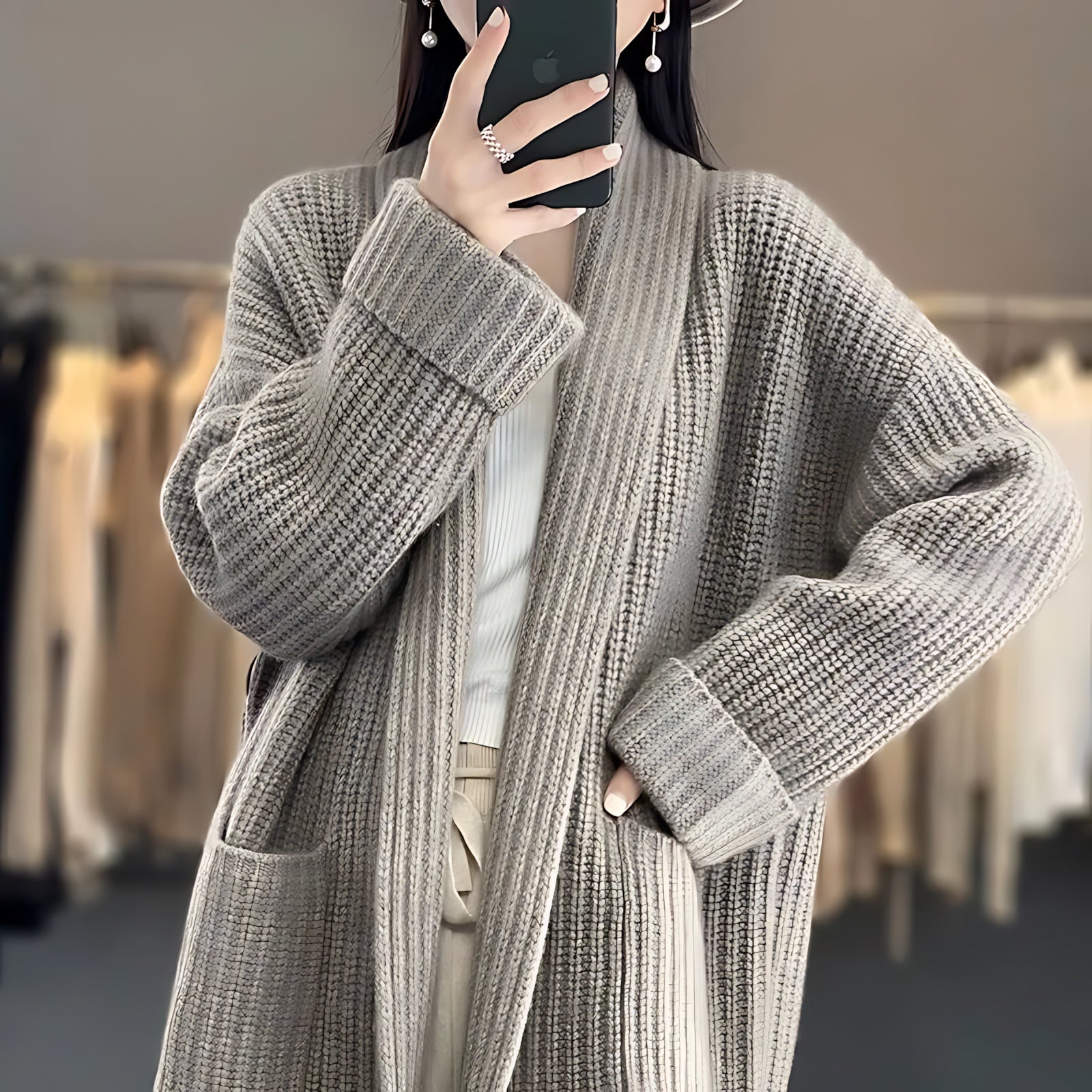 Quinn – Ribbed Knit Open Front Cardigan