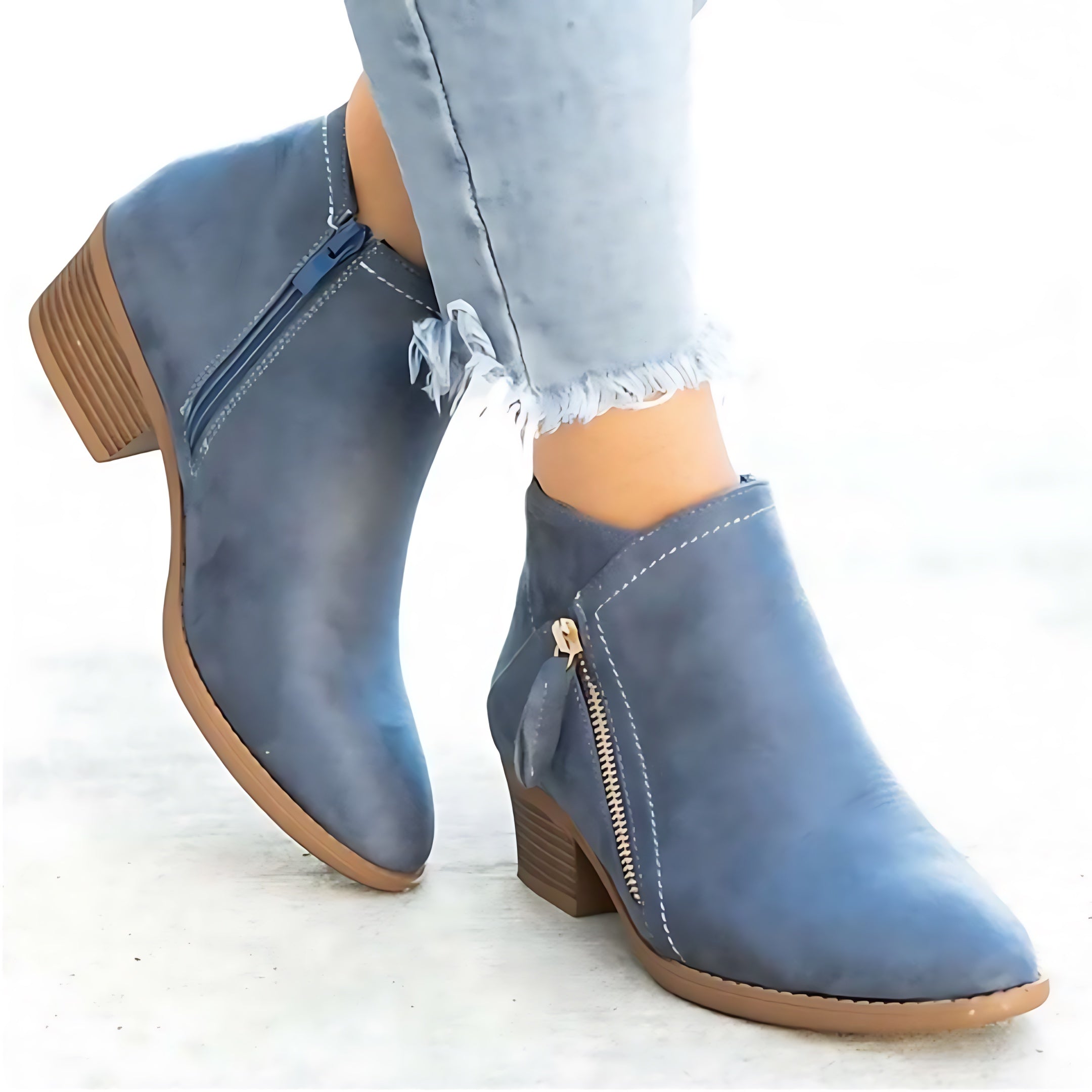 Reagen – Suede Pointed Toe Side Zip Ankle Boots