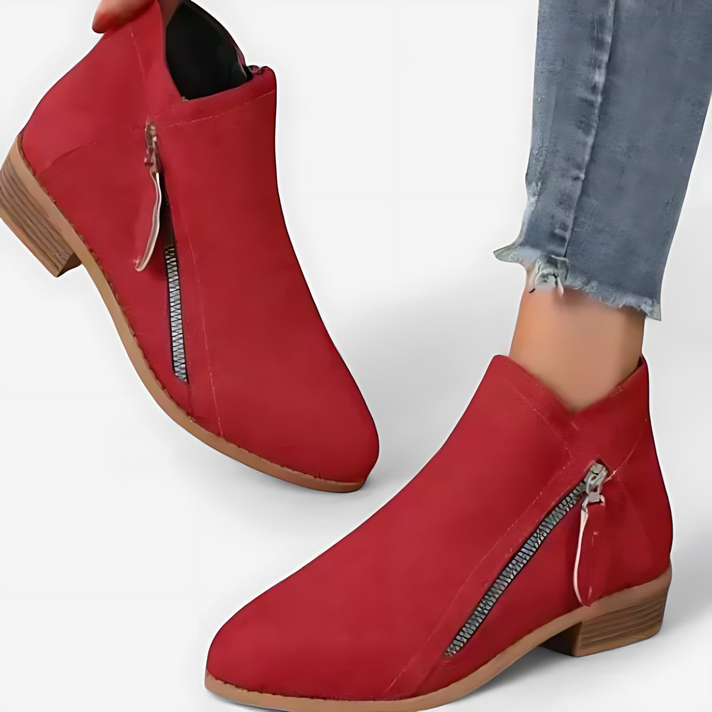Reagen – Suede Pointed Toe Side Zip Ankle Boots