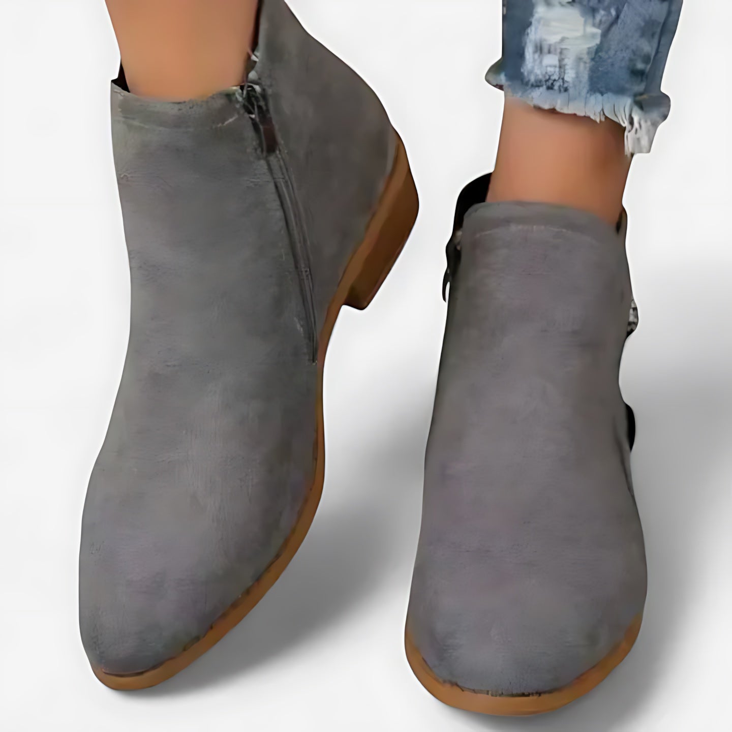 Reagen – Suede Pointed Toe Side Zip Ankle Boots