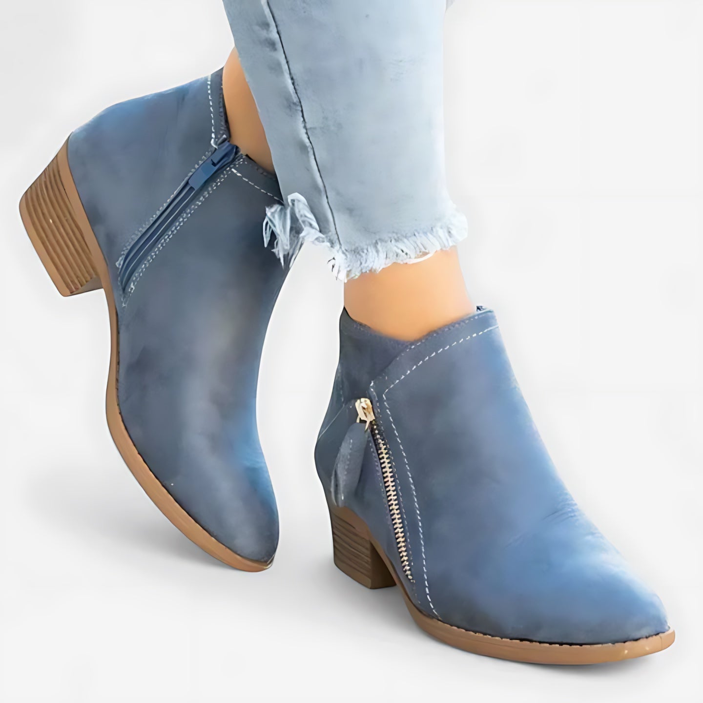 Reagen – Suede Pointed Toe Side Zip Ankle Boots