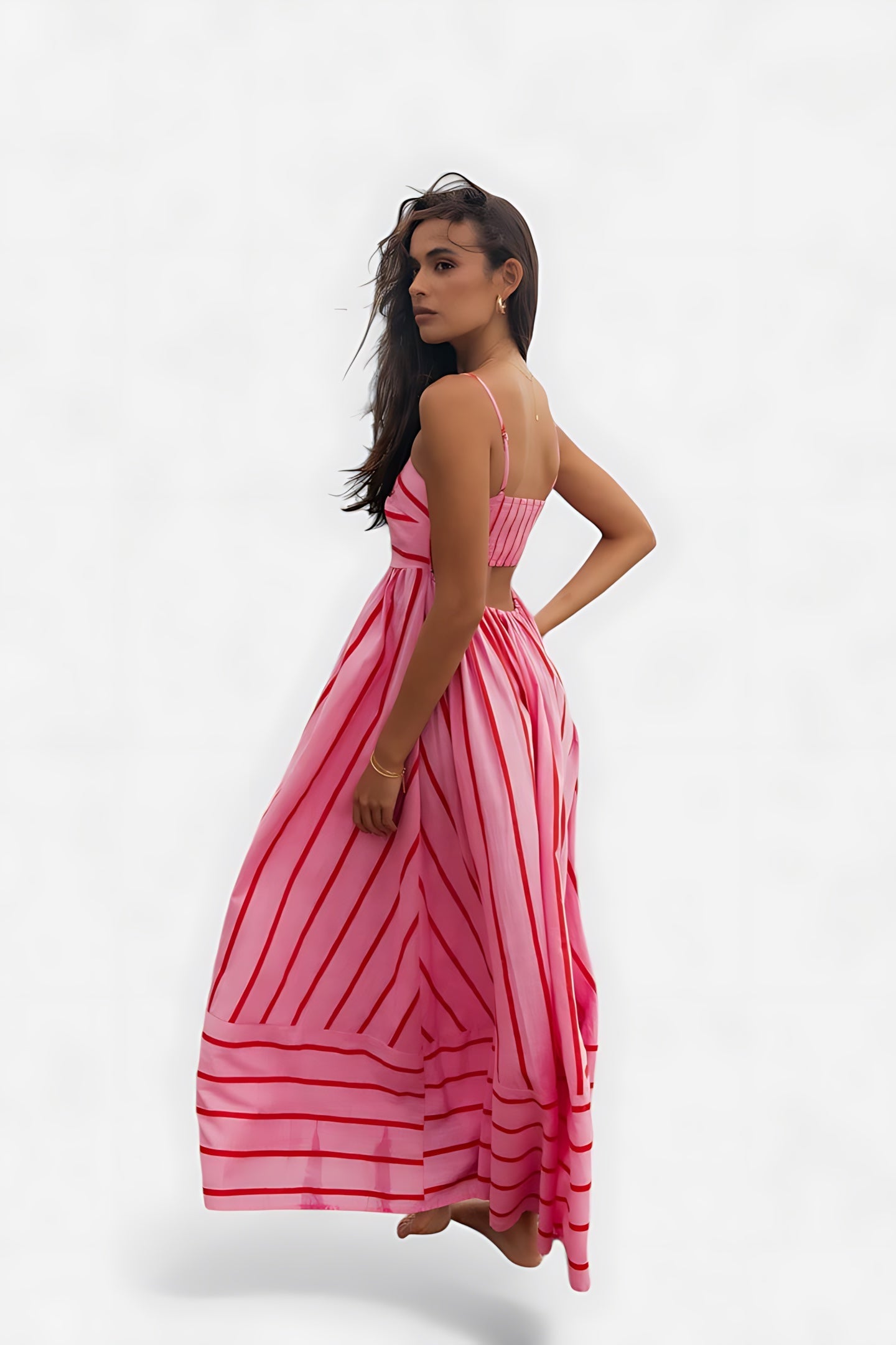 Rebecca – Striped Square Neck Summer Maxi Dress