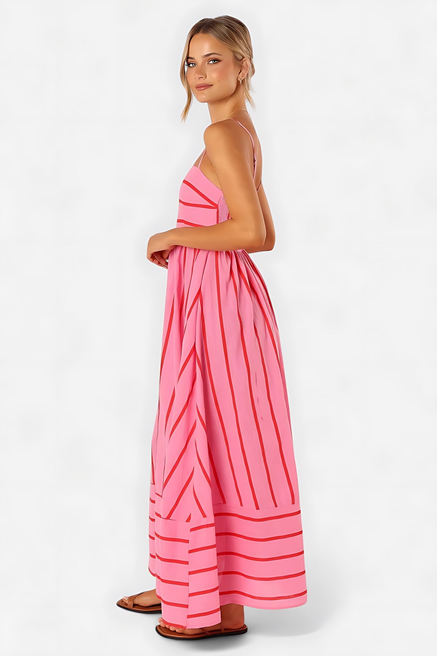 Rebecca – Striped Square Neck Summer Maxi Dress
