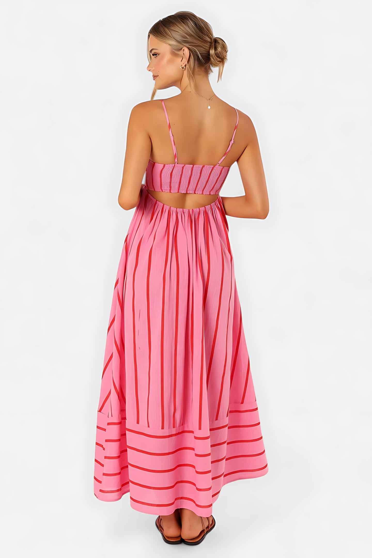 Rebecca – Striped Square Neck Summer Maxi Dress