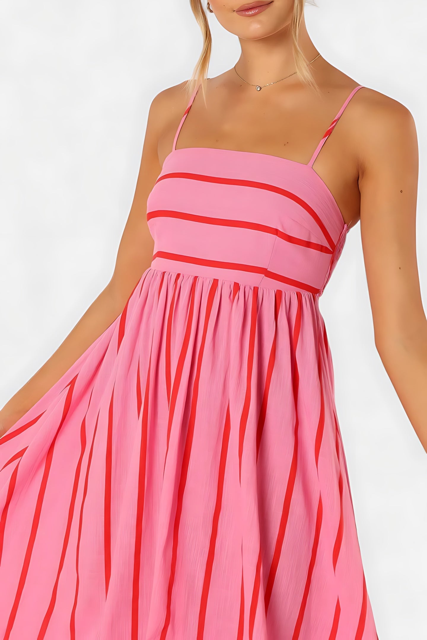 Rebecca – Striped Square Neck Summer Maxi Dress