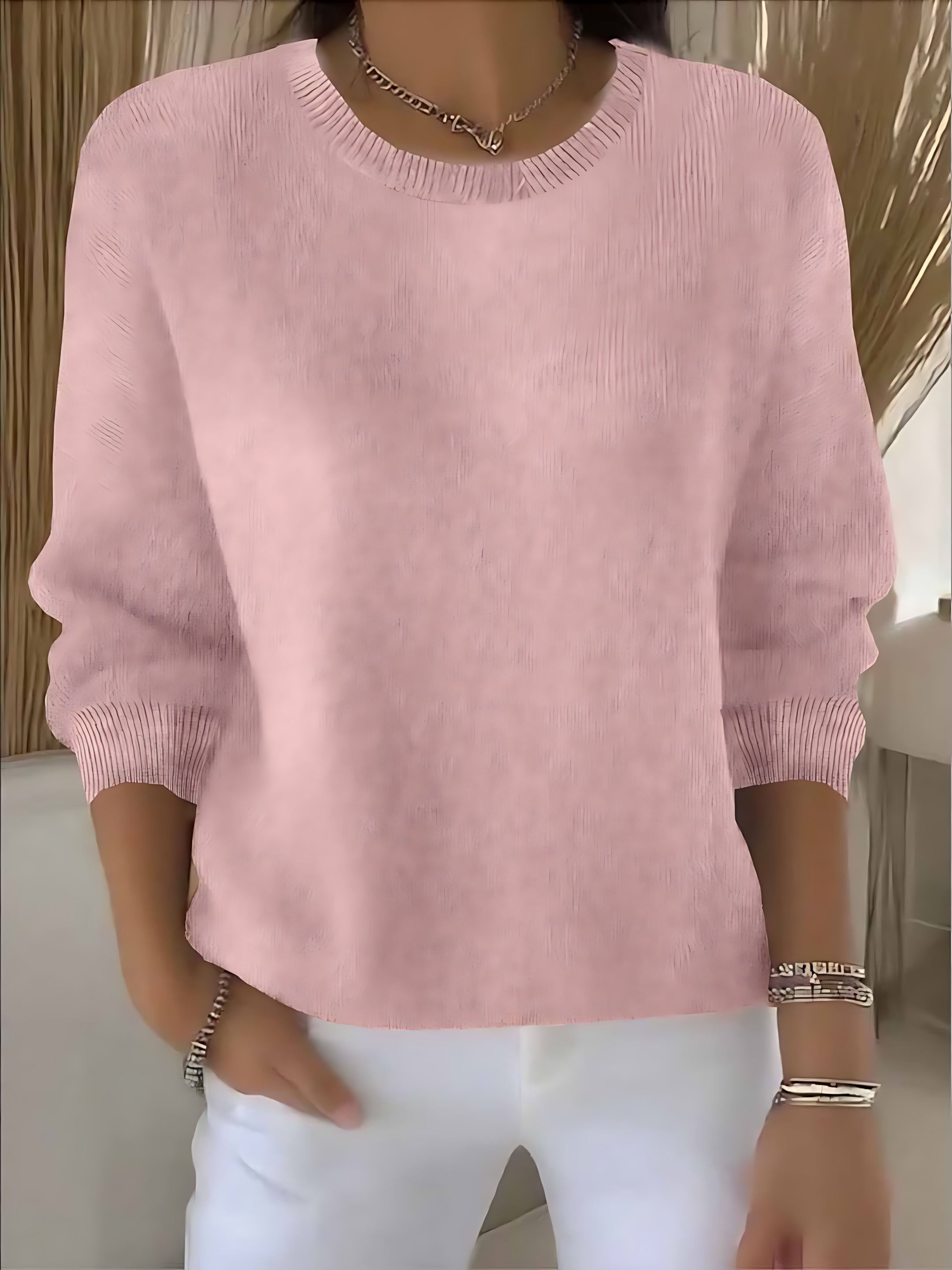 Renata – Crew Neck Drop Shoulder Knit Sweater