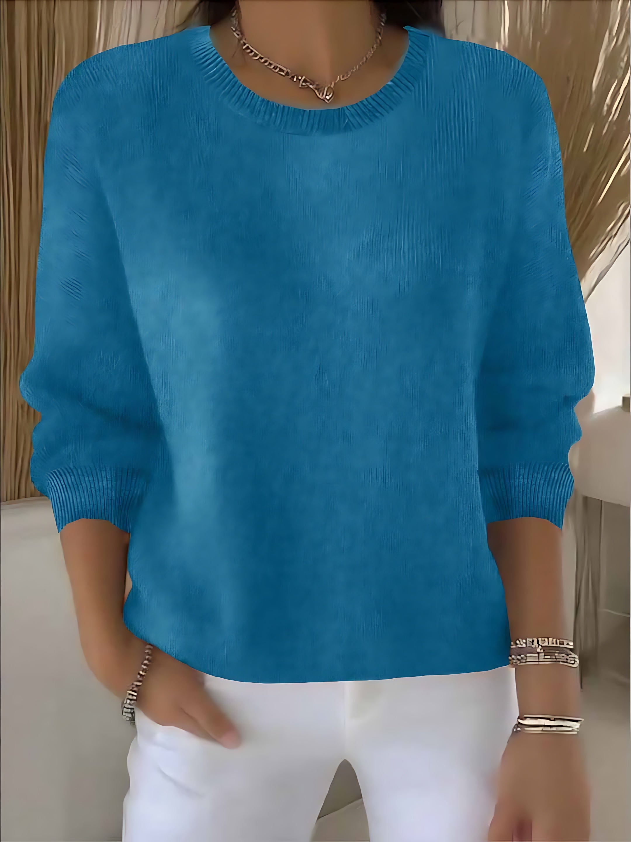 Renata – Crew Neck Drop Shoulder Knit Sweater