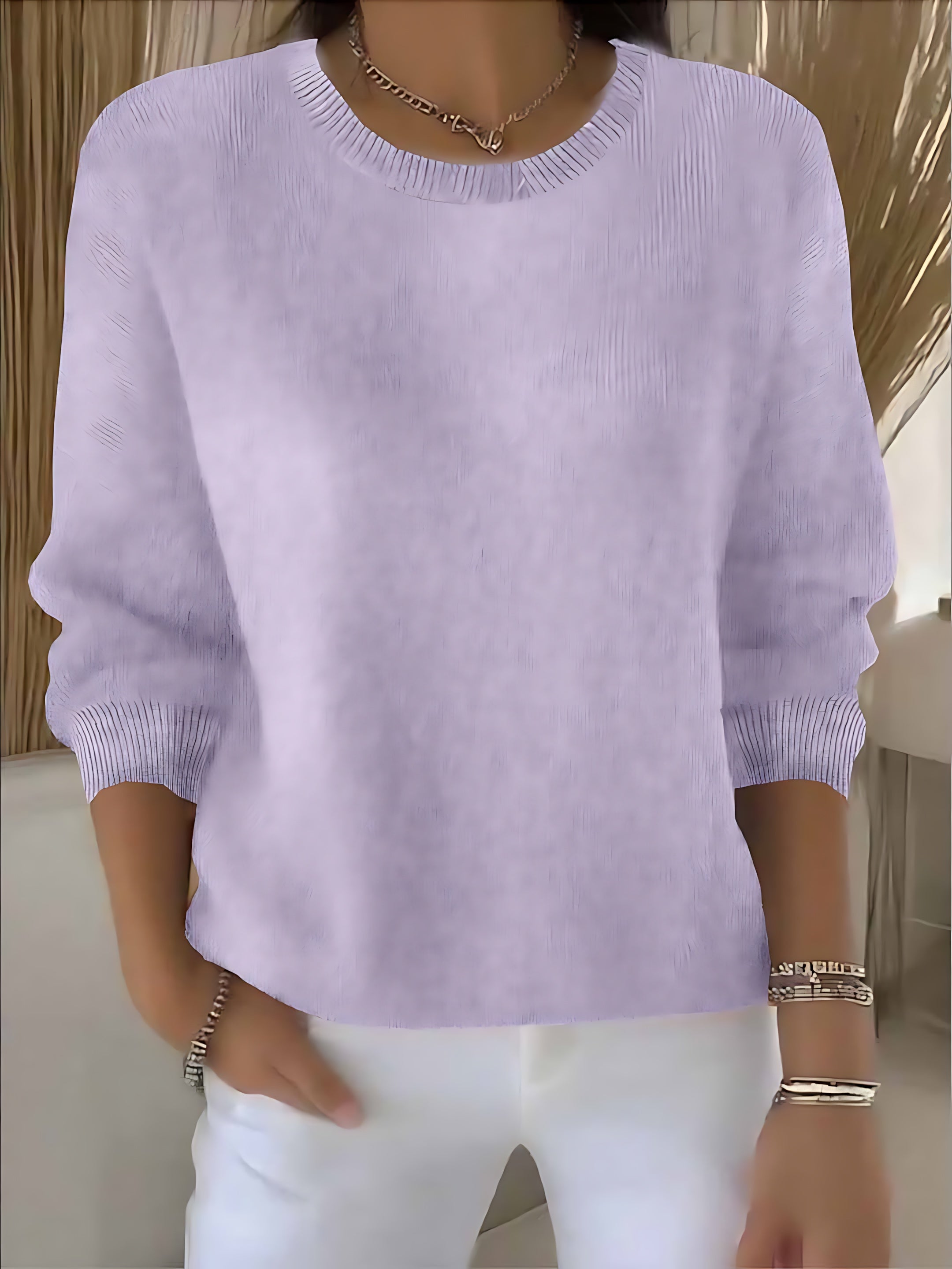 Renata – Crew Neck Drop Shoulder Knit Sweater