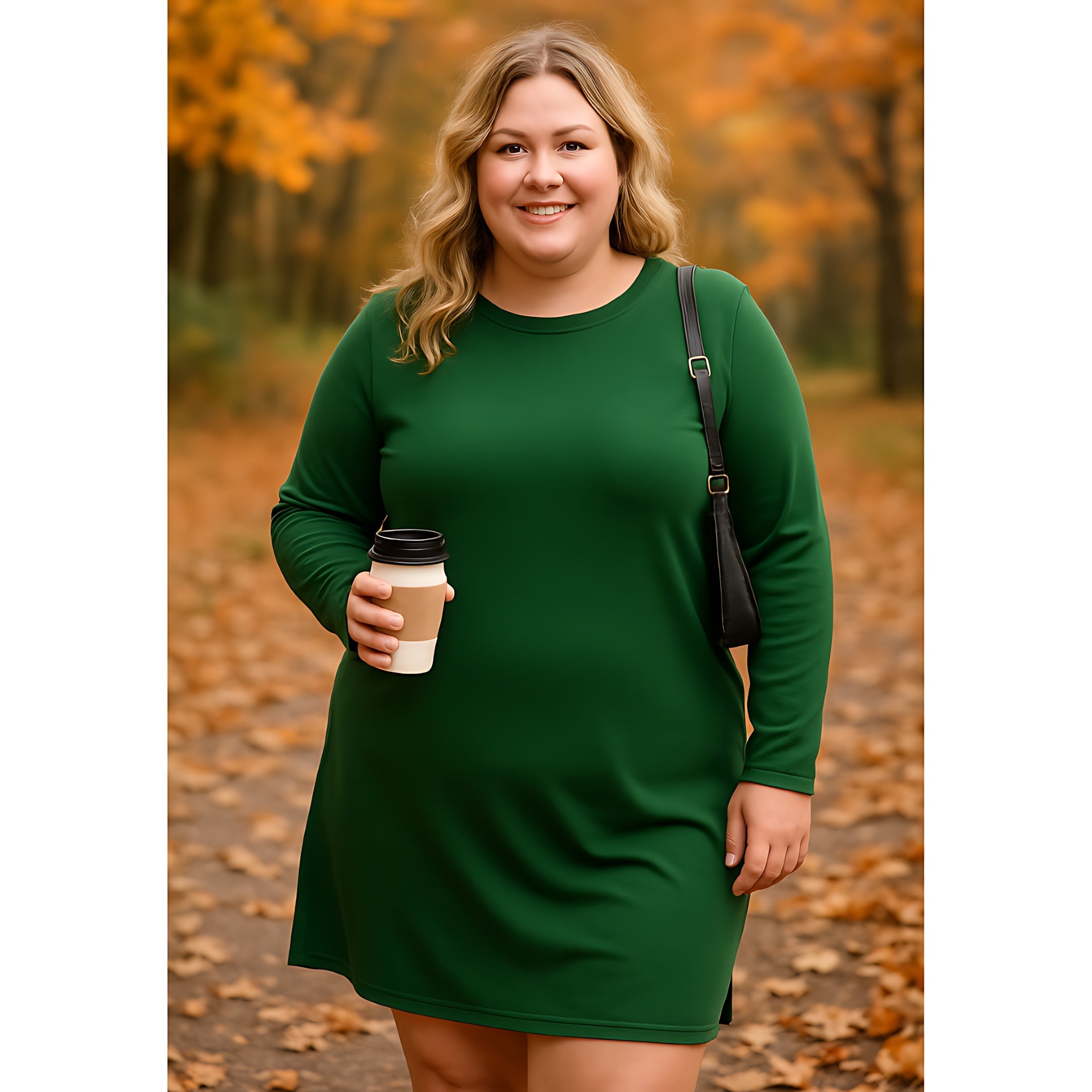 Renata – Long Sleeve Crew Neck Shift Dress