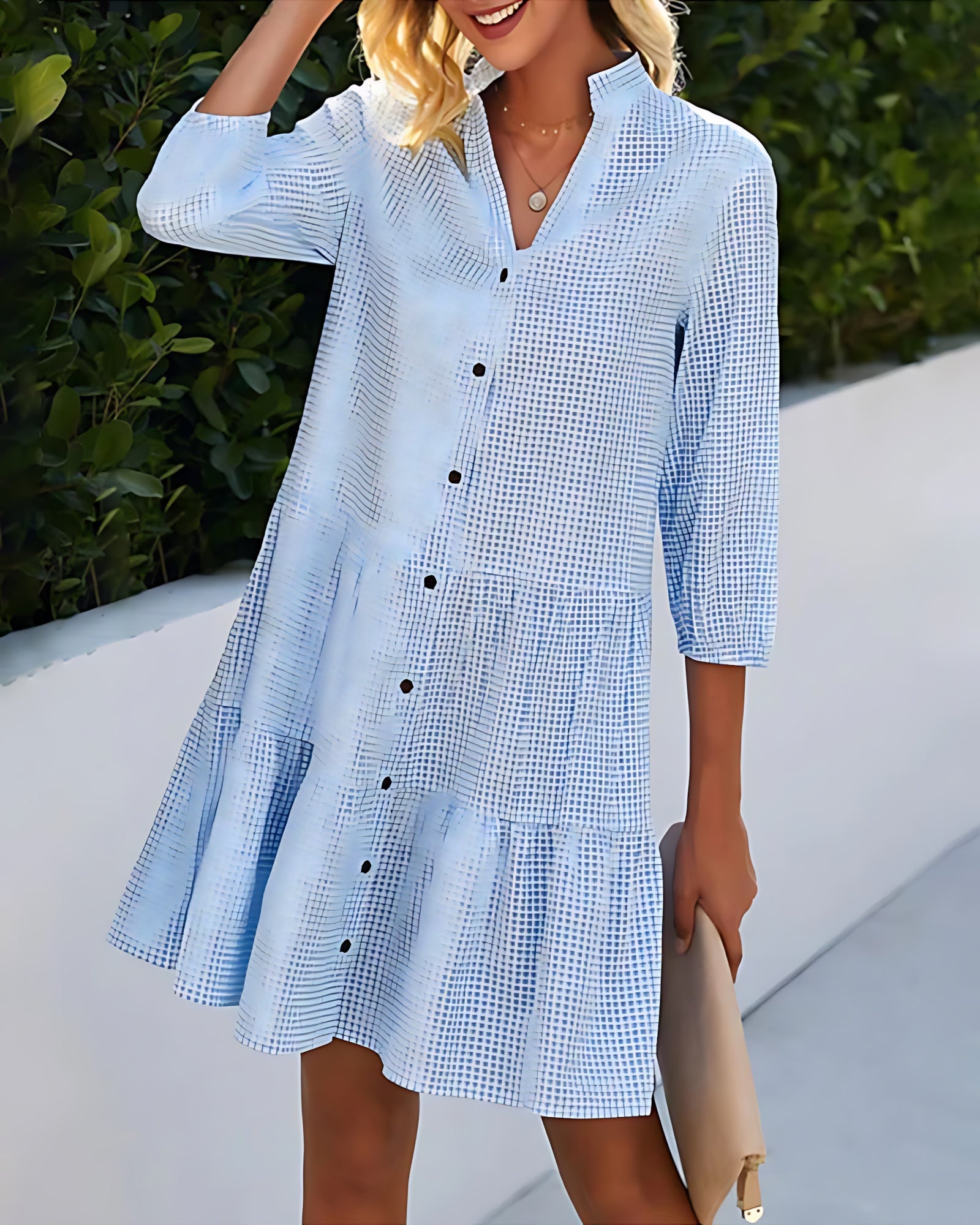 Renata – Tiered Puff Sleeve Shirt Dress