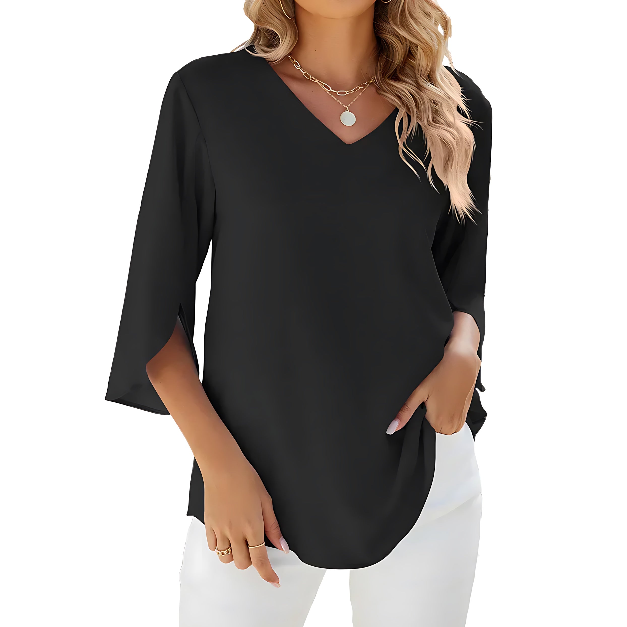 Renata – V Neck Long Sleeve Top