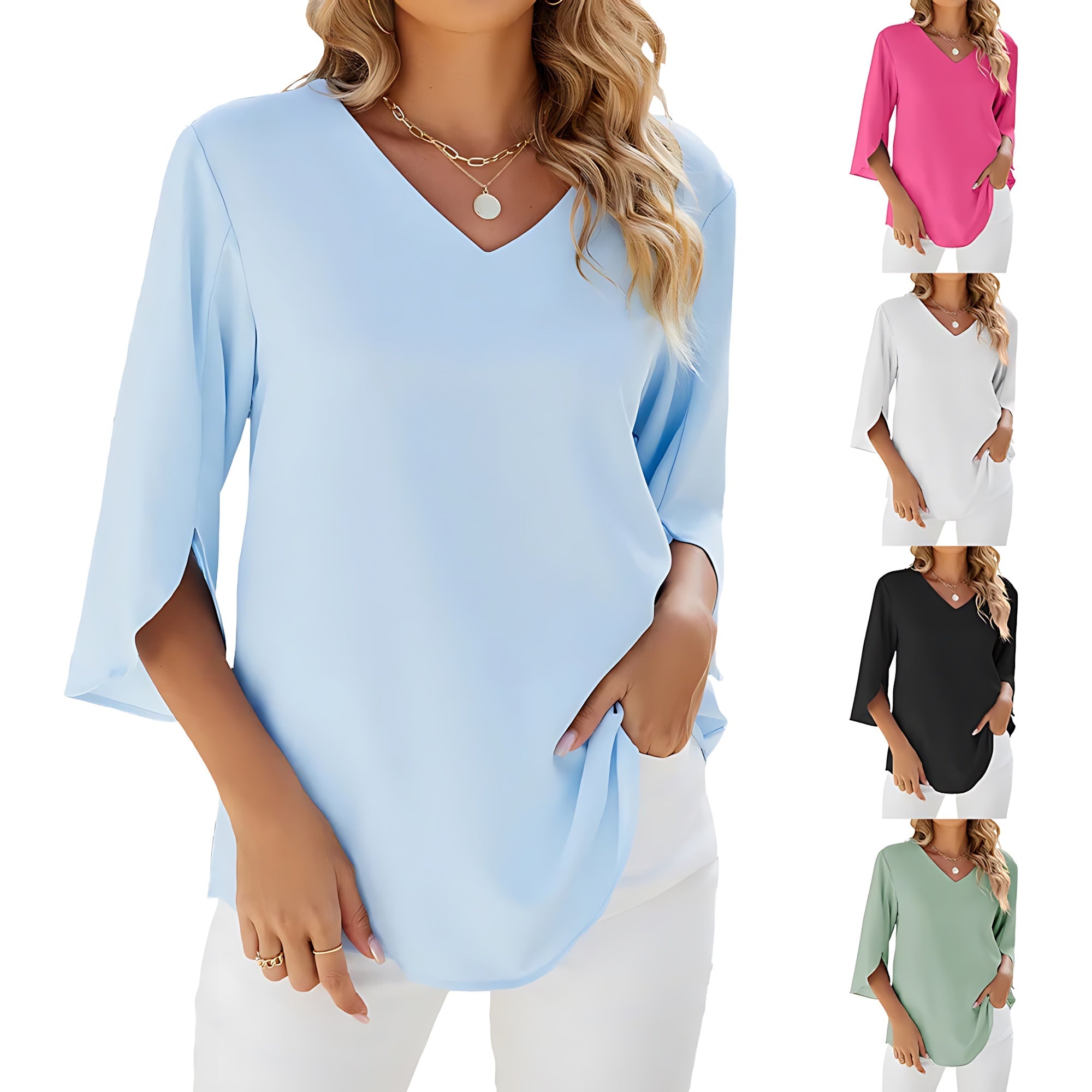 Renata – V Neck Long Sleeve Top