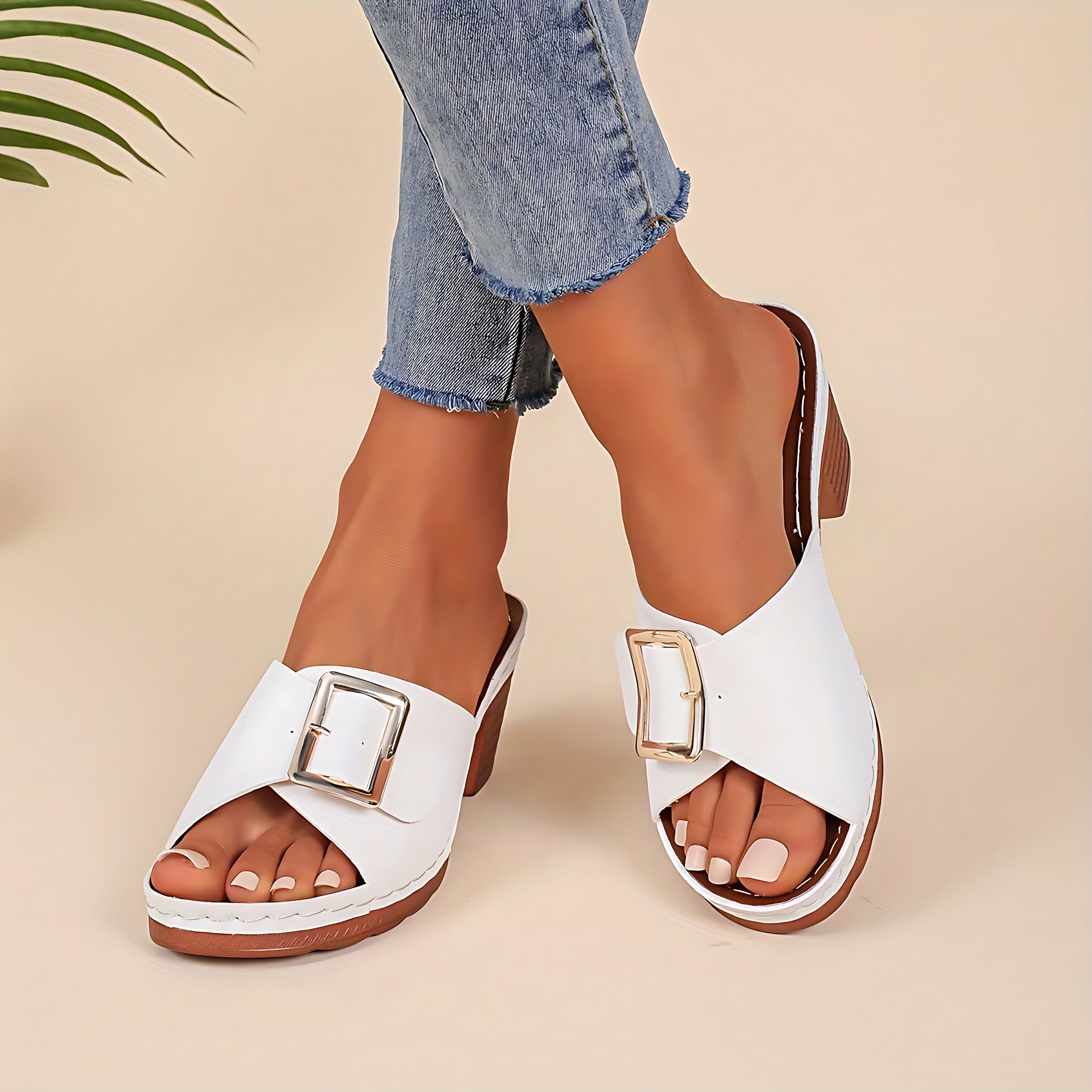 Riley – Open Toe Block Heel Mules