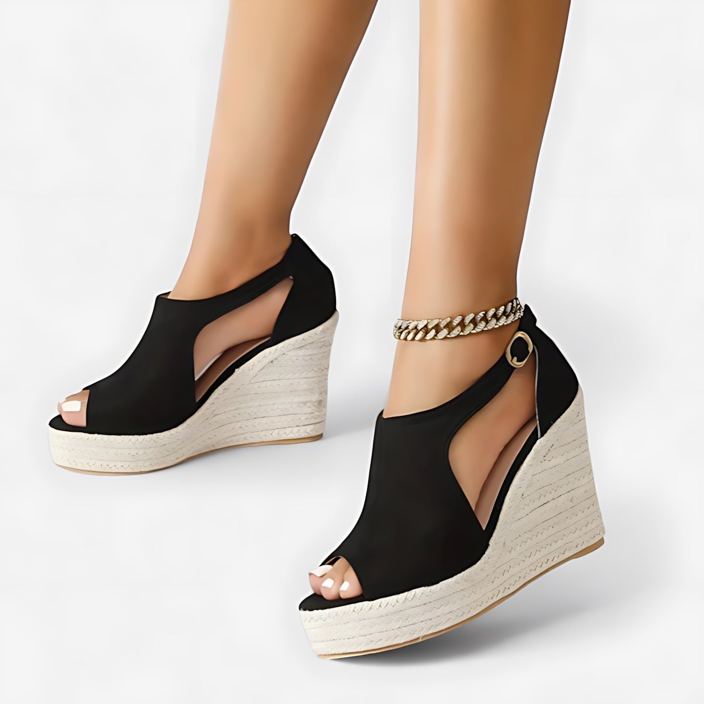 Riley – Peep Toe Platform Wedge Sandals