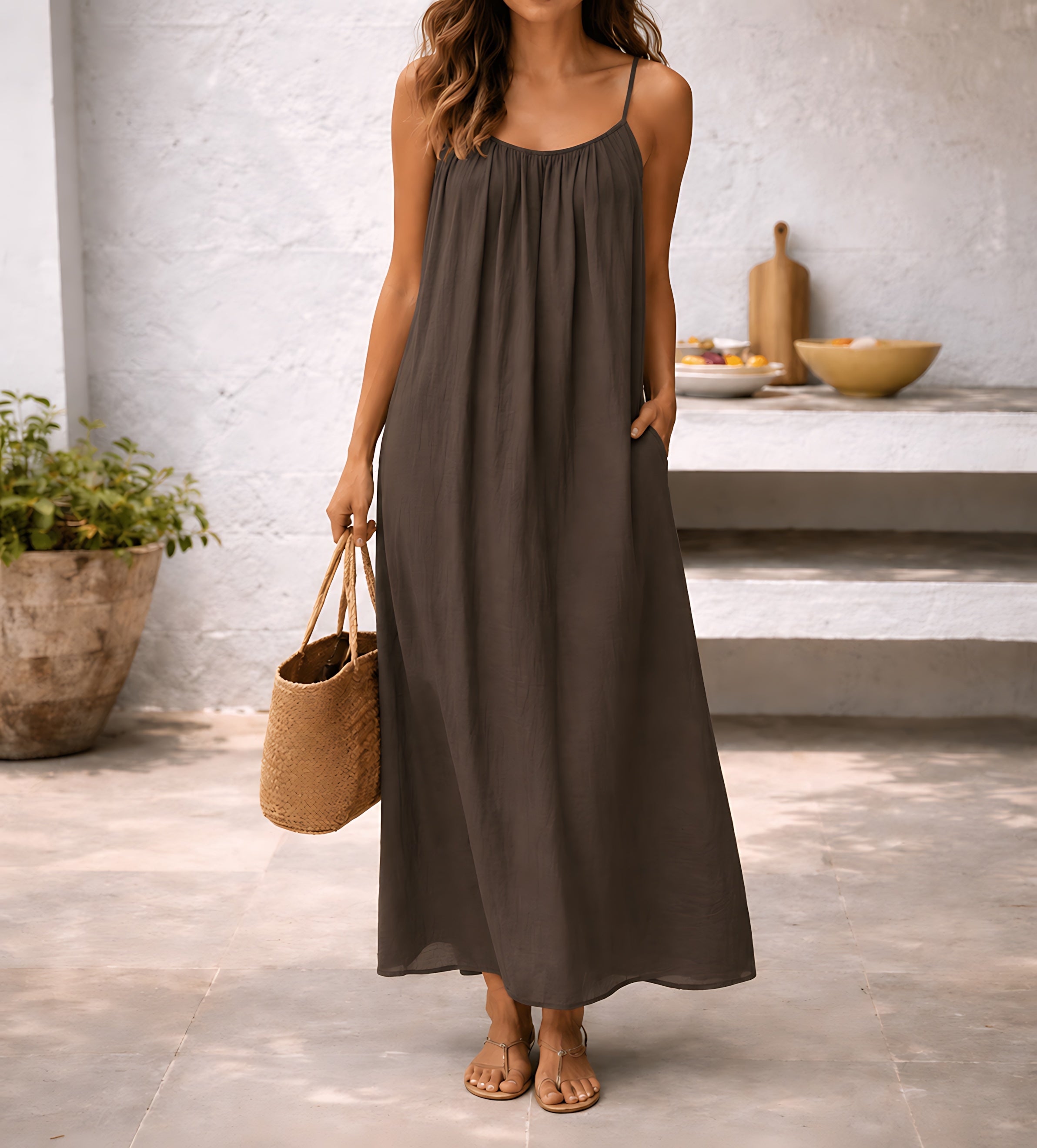 Riley – Scoop Neck Cami Summer Maxi Dress