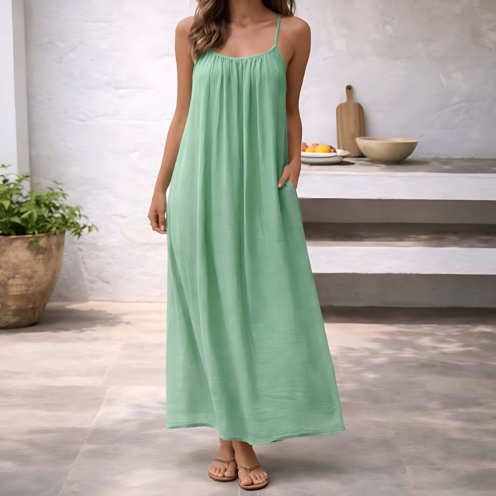 Riley – Scoop Neck Cami Summer Maxi Dress